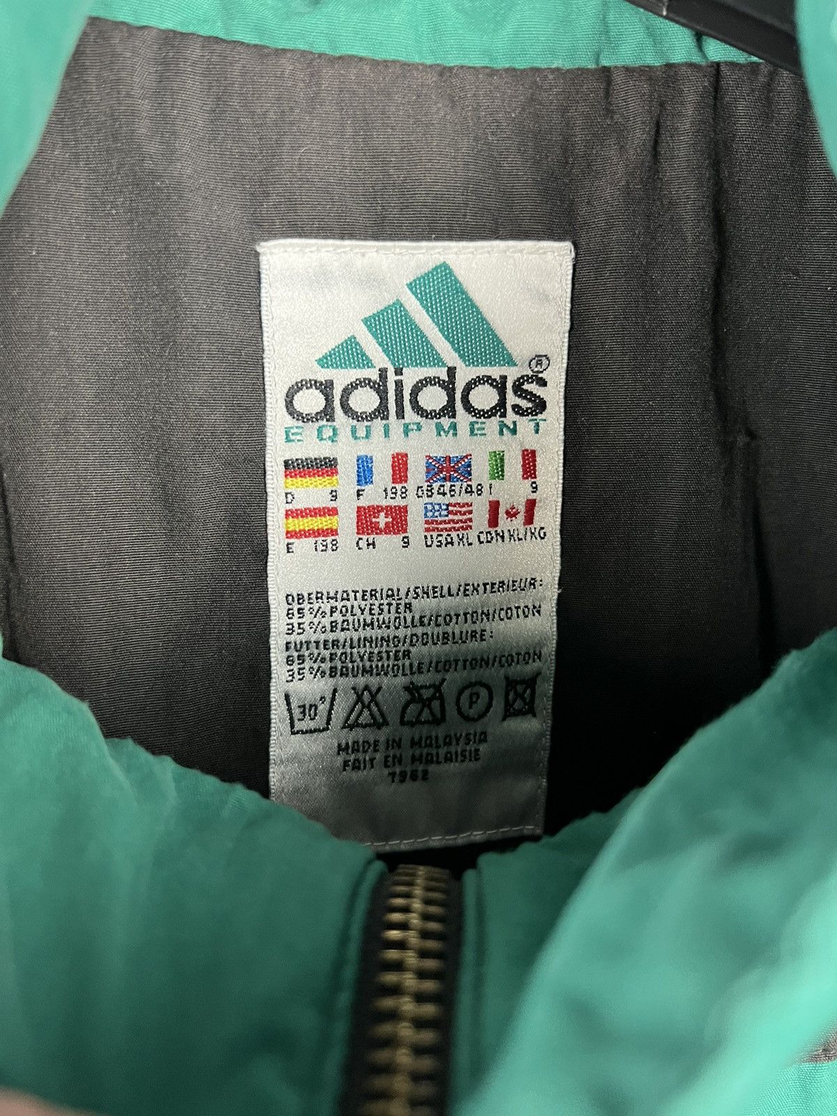 Adidas VTG windbreaker jacket Adidas green with black full Zip Size US XL / EU 56 / 4 - 5 Thumbnail