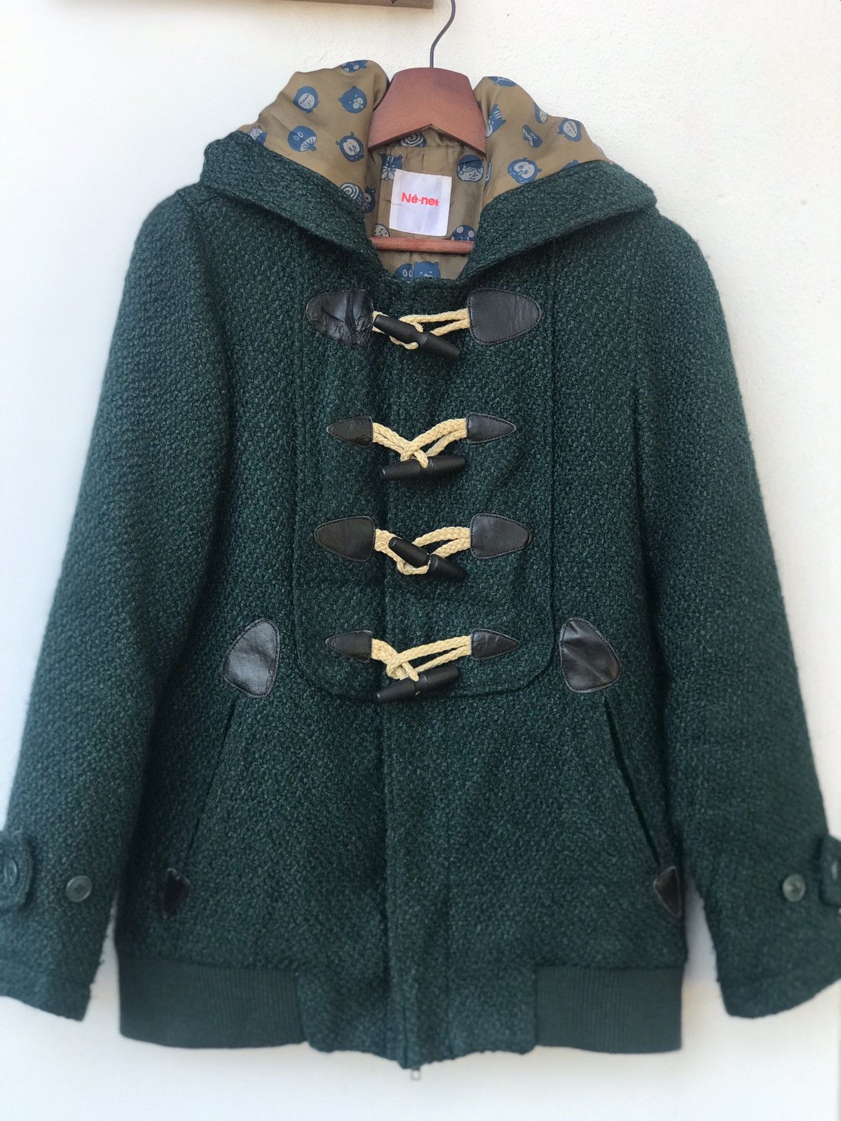 image of Issey Miyake Designer Ne-Net Wool Hoddie Jacket in Green, Men's (Size Small)