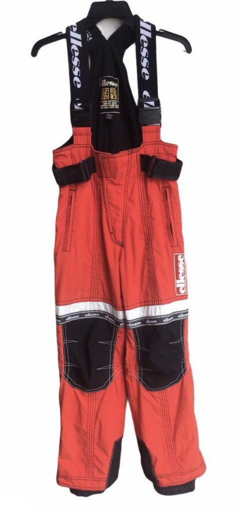 Image of Vintage Ellesse Double Knee Ski Pants Overall Jumpsuit in Orange, Men's (Size 30)