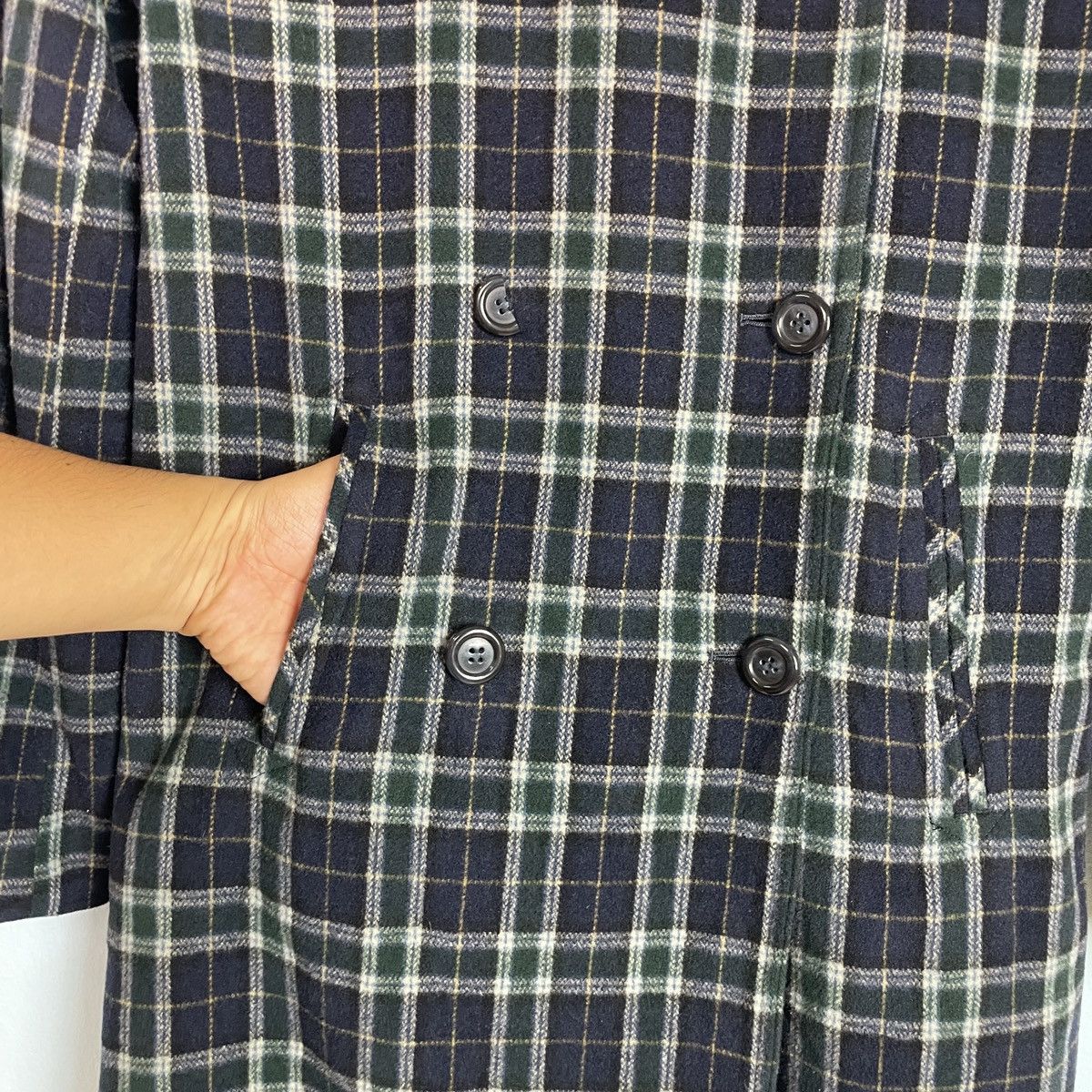 Japanese Brand Peyton Place Flannel Double Breasted Bridge Coat Size L / US 10 / IT 46 - 6 Thumbnail