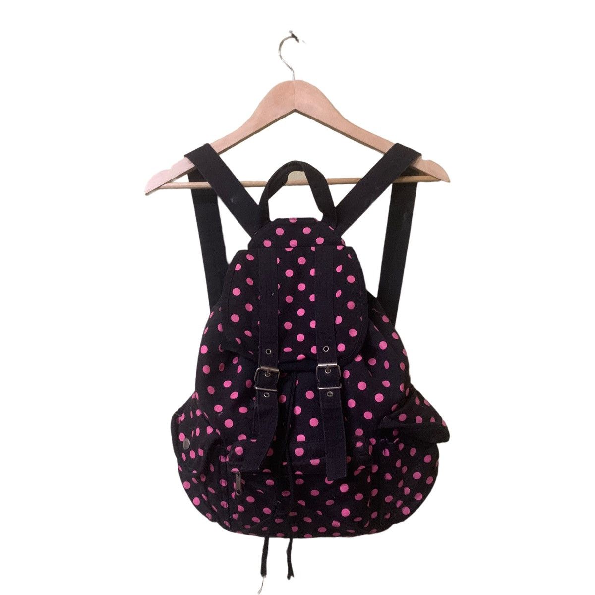 Black polcadot pink backpack japanes
