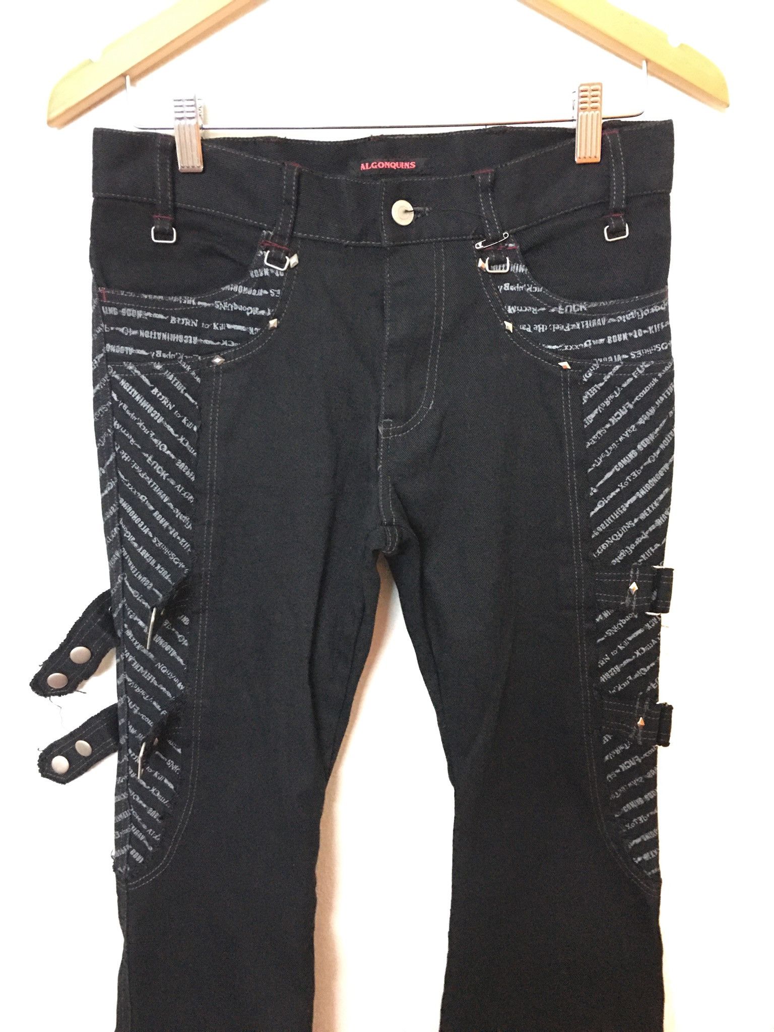 Japanese Brand Flared ALGONQUINS Zipper Punk Tactical Design Pants Size US 30 / EU 46 - 2 Thumbnail
