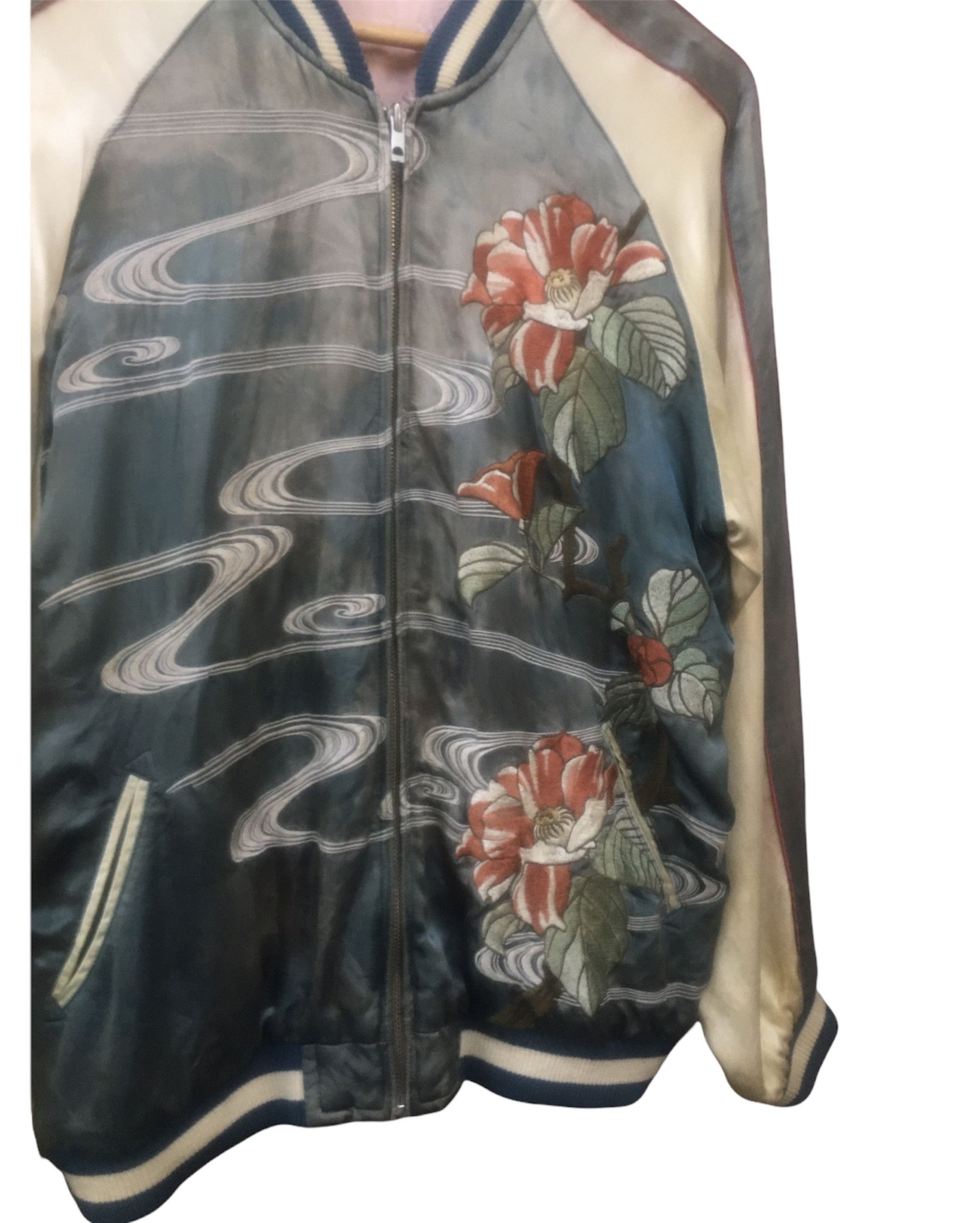 Japanese Brand × Vintage Vintage Full Print Sukajan Fish Koi Satin Reversible Jacket Size US M / EU 48-50 / 2 - 5 Thumbnail
