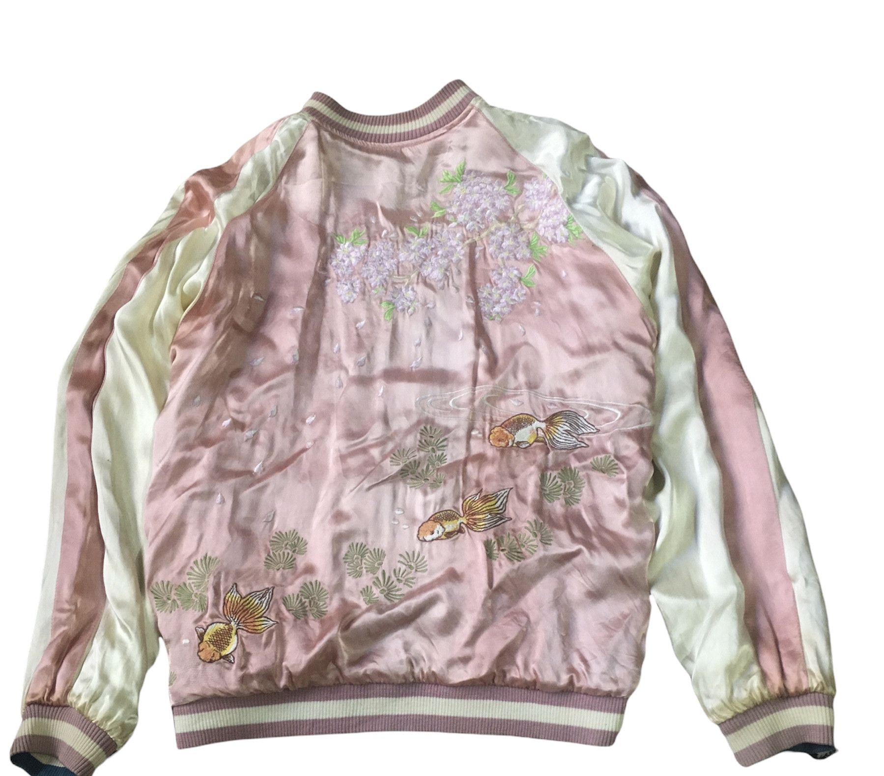 Japanese Brand × Vintage Vintage Full Print Sukajan Fish Koi Satin Reversible Jacket Size US M / EU 48-50 / 2 - 8 Thumbnail