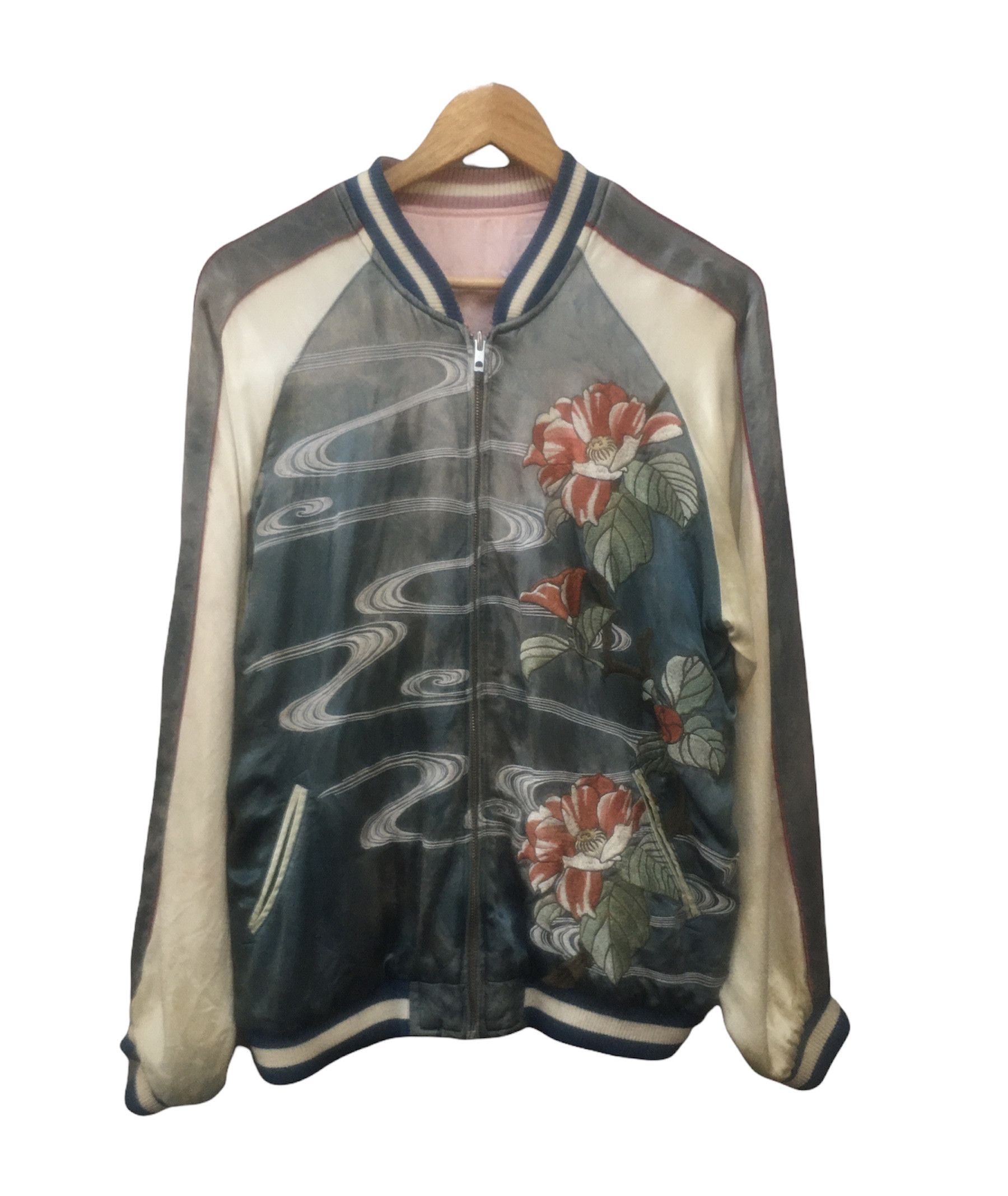 Japanese Brand × Vintage Vintage Full Print Sukajan Fish Koi Satin Reversible Jacket Size US M / EU 48-50 / 2 - 4 Thumbnail