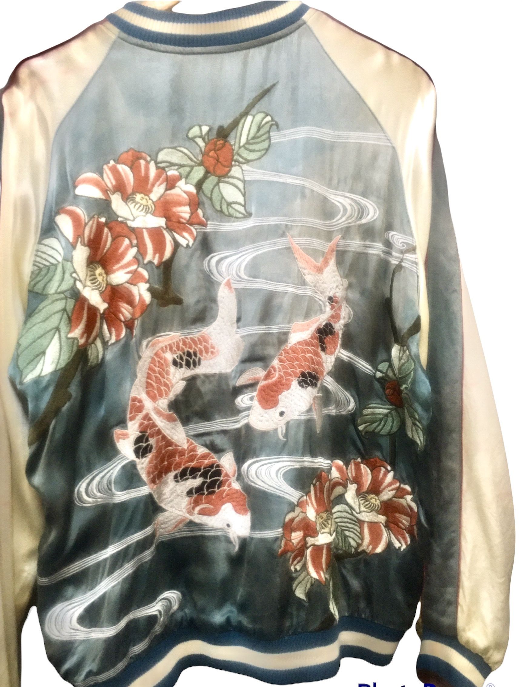 Japanese Brand × Vintage Vintage Full Print Sukajan Fish Koi Satin Reversible Jacket Size US M / EU 48-50 / 2 - 3 Thumbnail