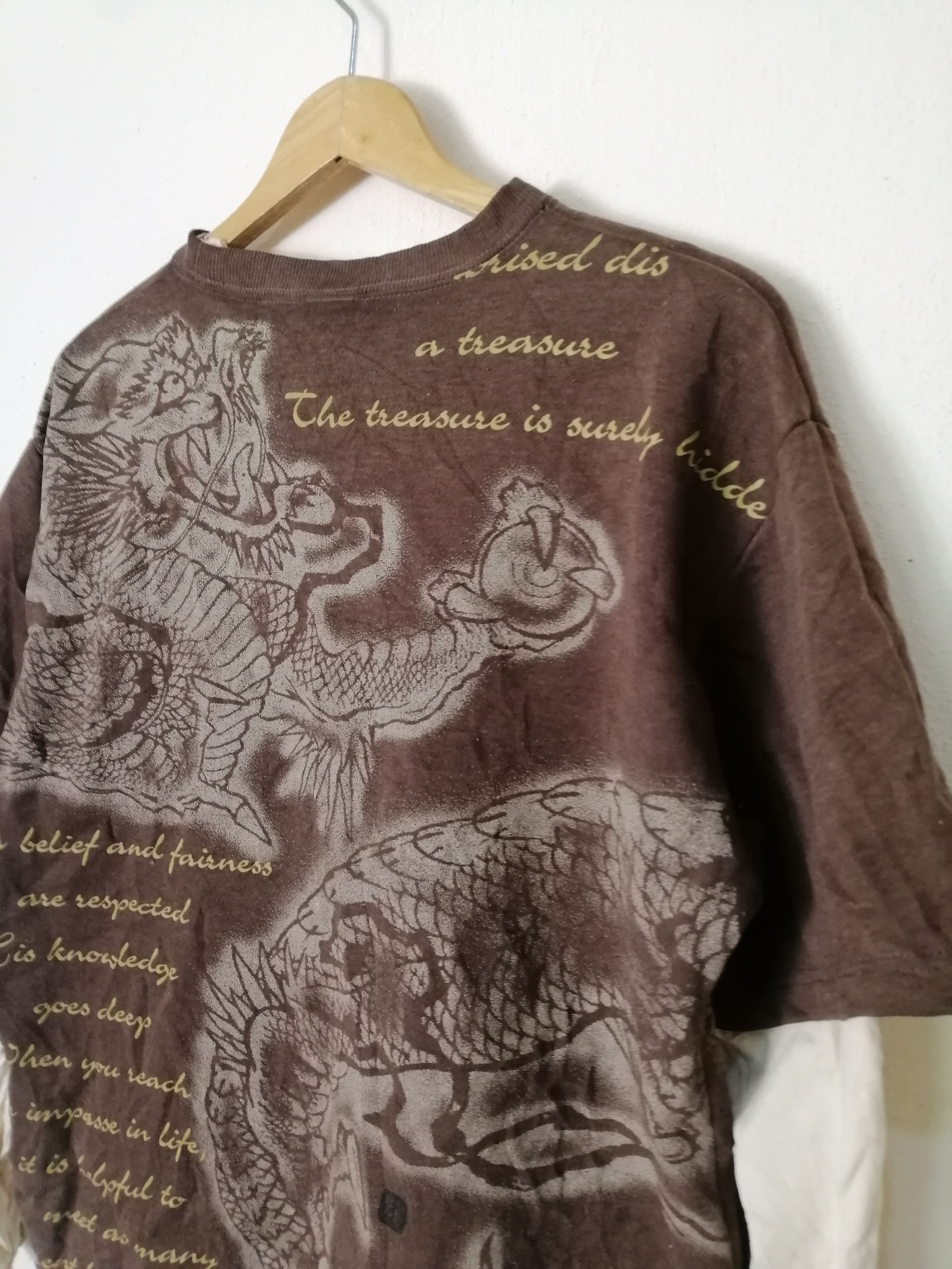 Japanese Brand Dragon Art Short Sleeve Sweat Over Print Sick Inner Size US L / EU 52-54 / 3 - 4 Thumbnail