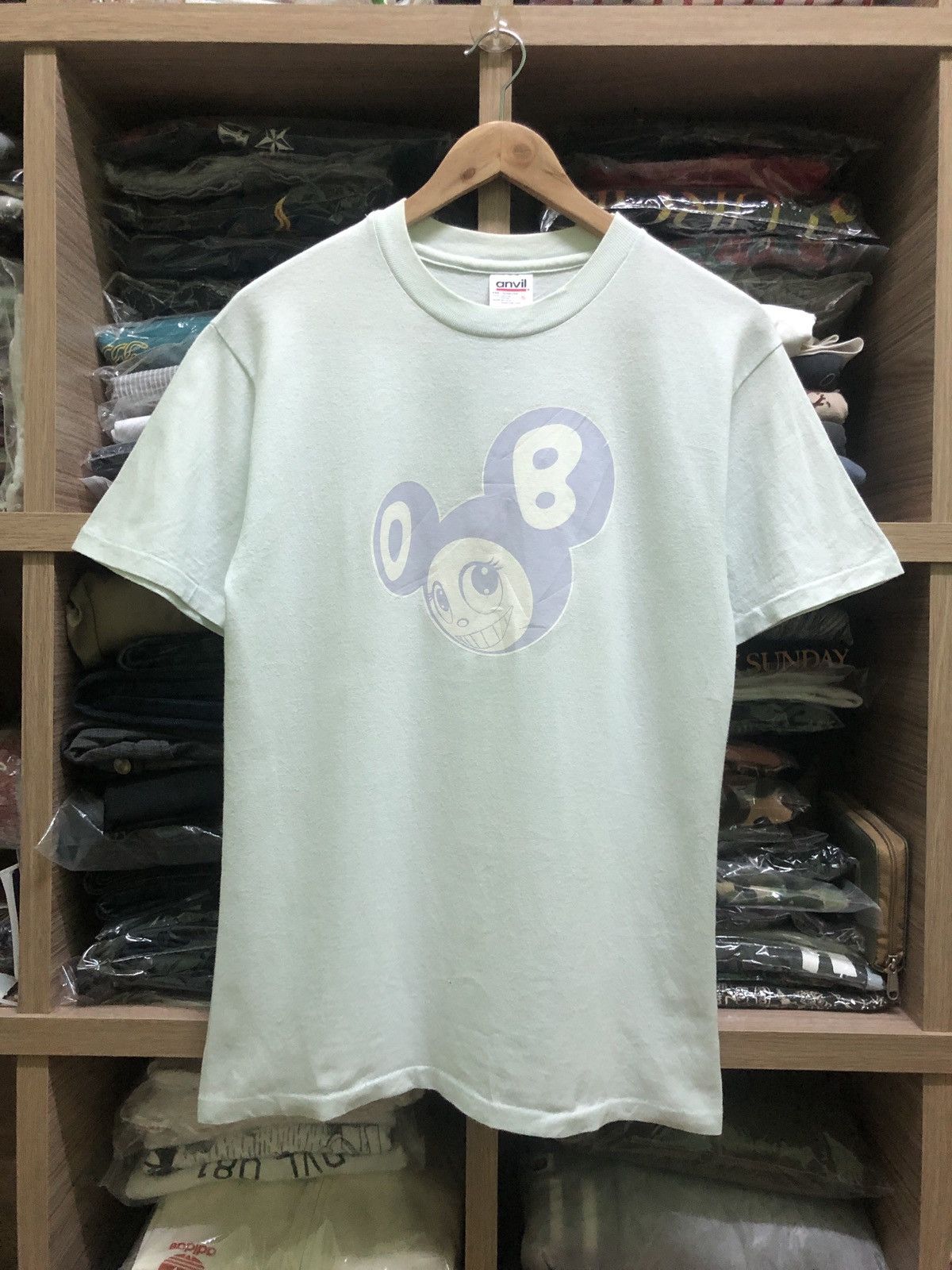 image of Og Vintage 90's Takashi Murakami Mr Dob Tshirts in Soft Green, Men's (Size Small)