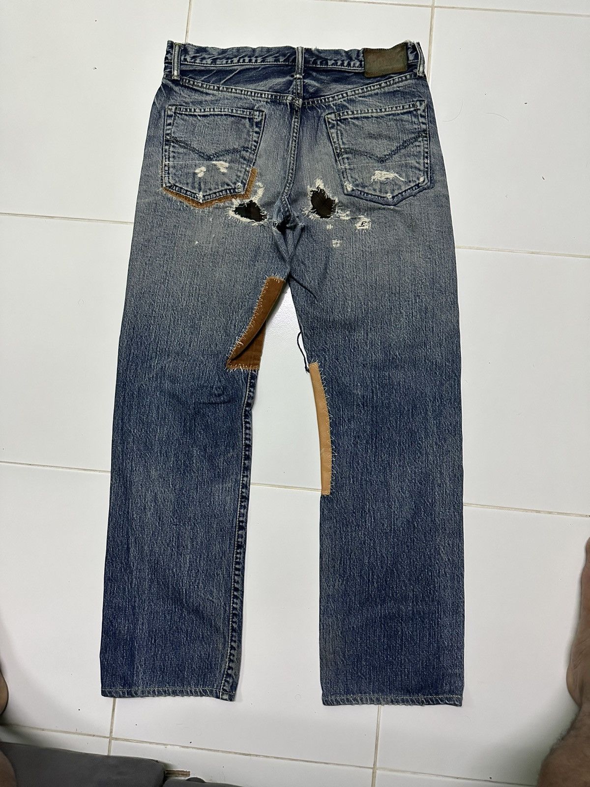 Japanese Brand Vintage 80s Ameyoko hinoya v stich sashiko boro blue jeans Size US 32 / EU 48 - 11 Thumbnail