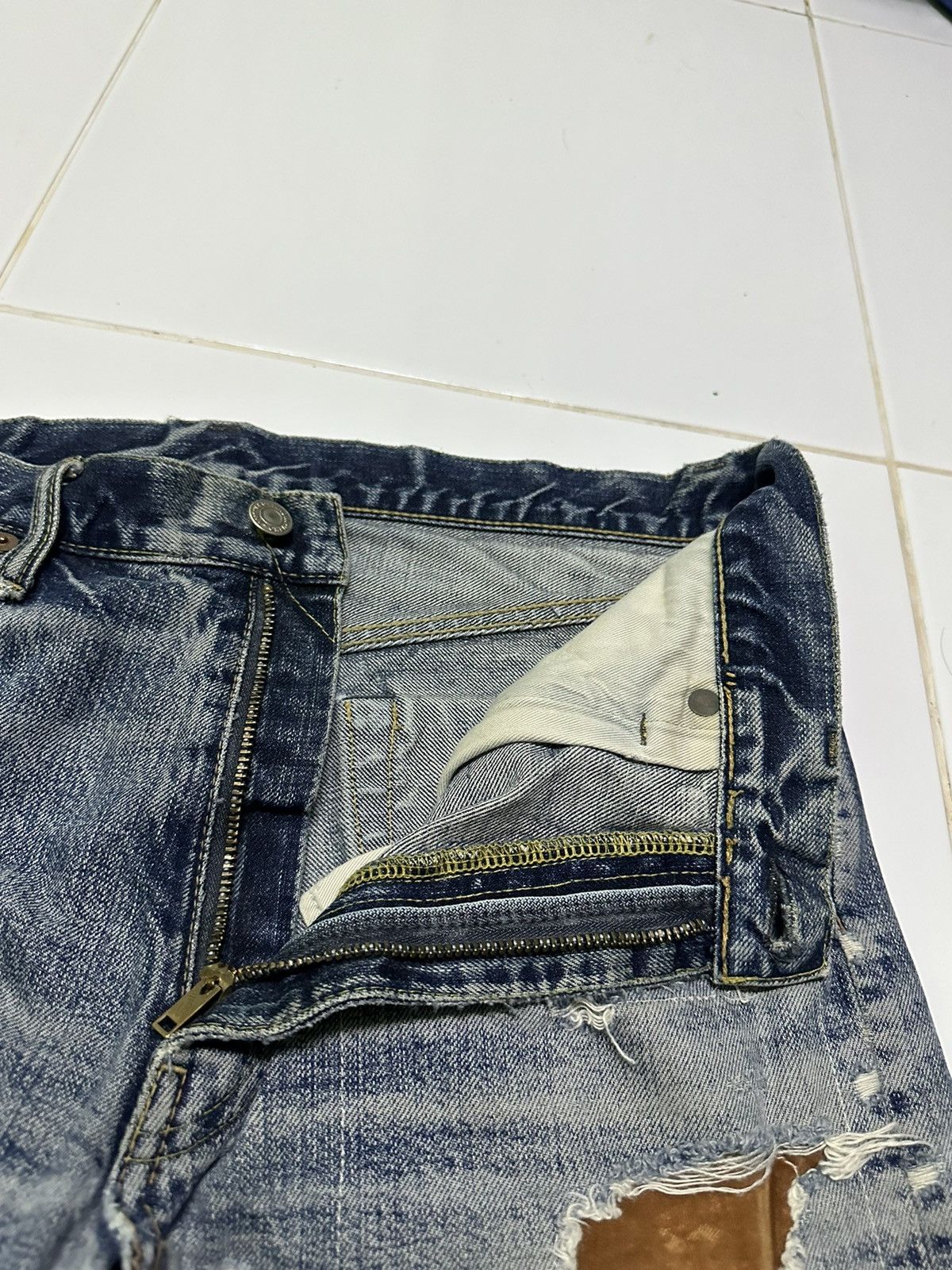 Japanese Brand Vintage 80s Ameyoko hinoya v stich sashiko boro blue jeans Size US 32 / EU 48 - 4 Thumbnail