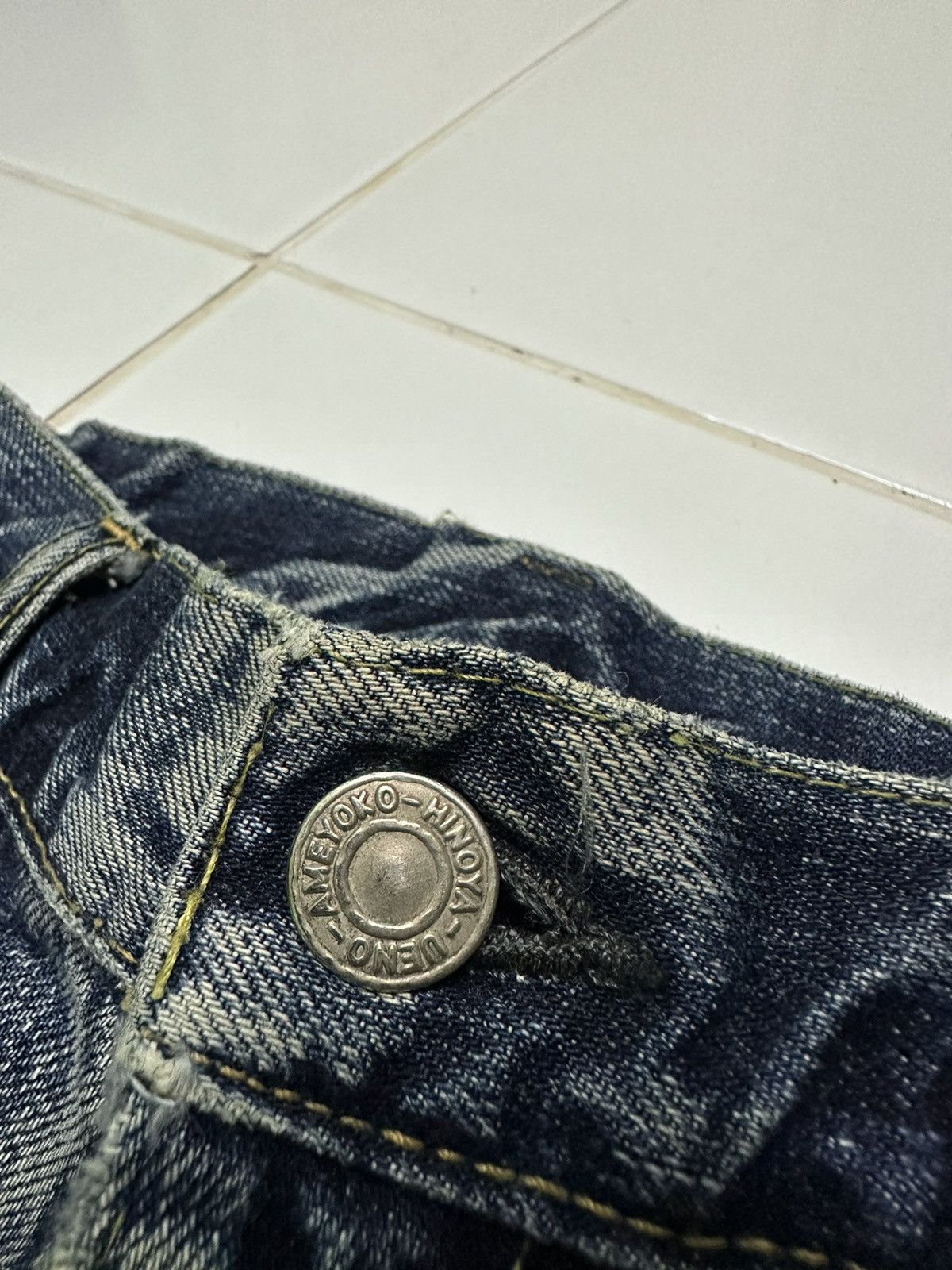 Japanese Brand Vintage 80s Ameyoko hinoya v stich sashiko boro blue jeans Size US 32 / EU 48 - 3 Thumbnail