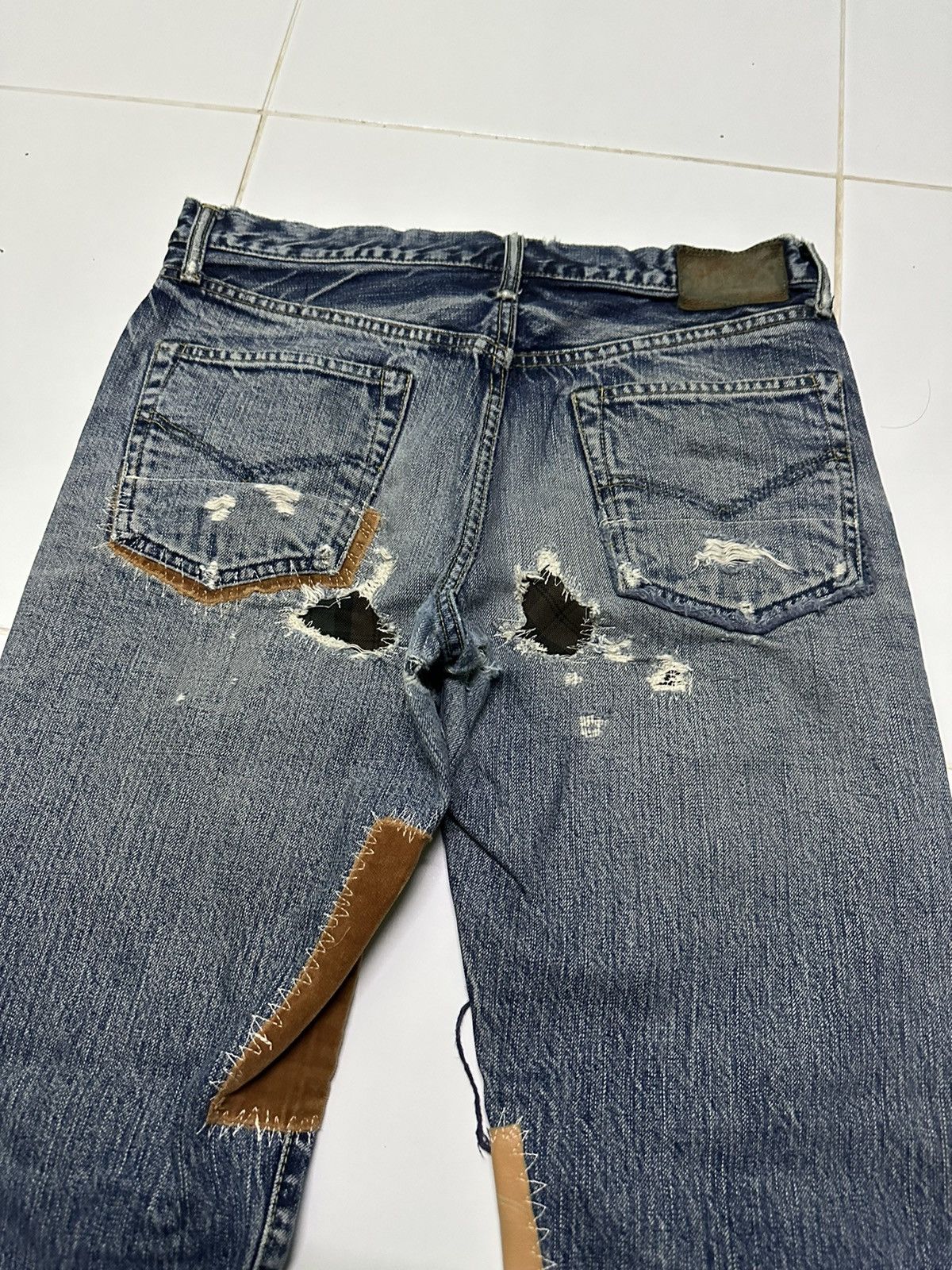 Japanese Brand Vintage 80s Ameyoko hinoya v stich sashiko boro blue jeans Size US 32 / EU 48 - 12 Thumbnail