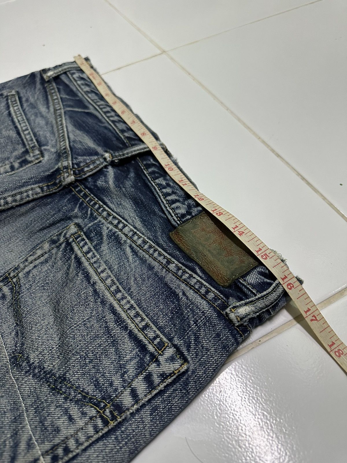 Japanese Brand Vintage 80s Ameyoko hinoya v stich sashiko boro blue jeans Size US 32 / EU 48 - 14 Thumbnail