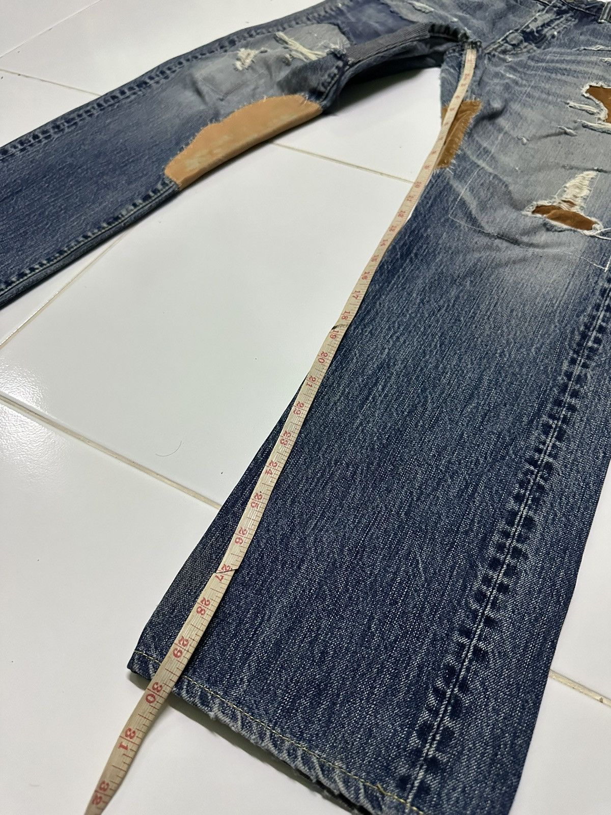 Japanese Brand Vintage 80s Ameyoko hinoya v stich sashiko boro blue jeans Size US 32 / EU 48 - 17 Thumbnail