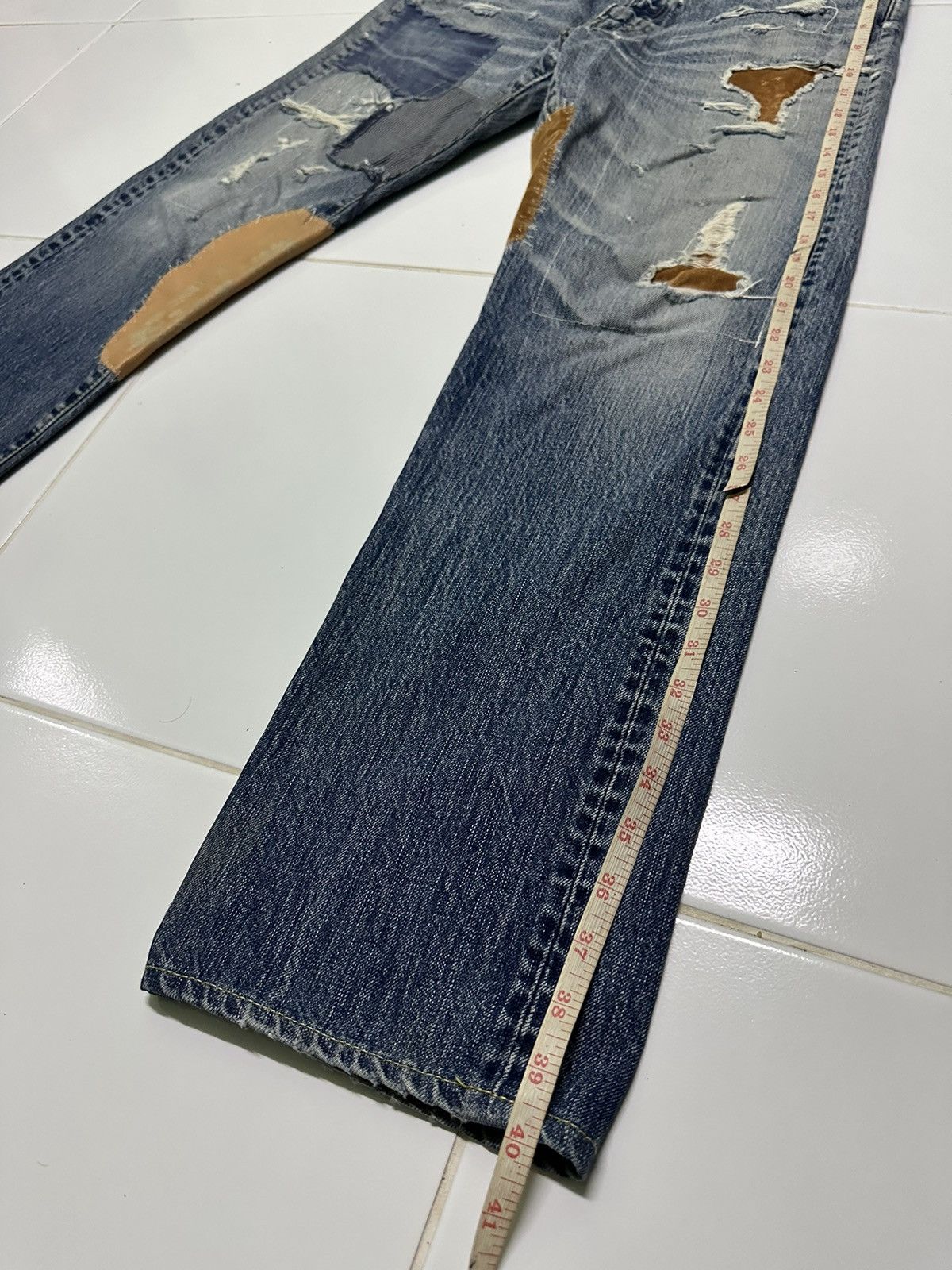 Japanese Brand Vintage 80s Ameyoko hinoya v stich sashiko boro blue jeans Size US 32 / EU 48 - 15 Thumbnail