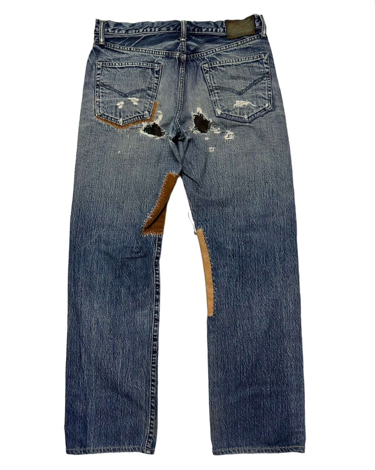 Japanese Brand Vintage 80s Ameyoko hinoya v stich sashiko boro blue jeans Size US 32 / EU 48 - 2 Thumbnail