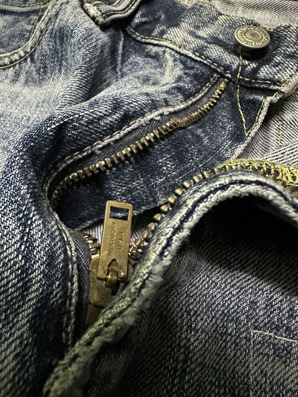 Japanese Brand Vintage 80s Ameyoko hinoya v stich sashiko boro blue jeans Size US 32 / EU 48 - 9 Thumbnail