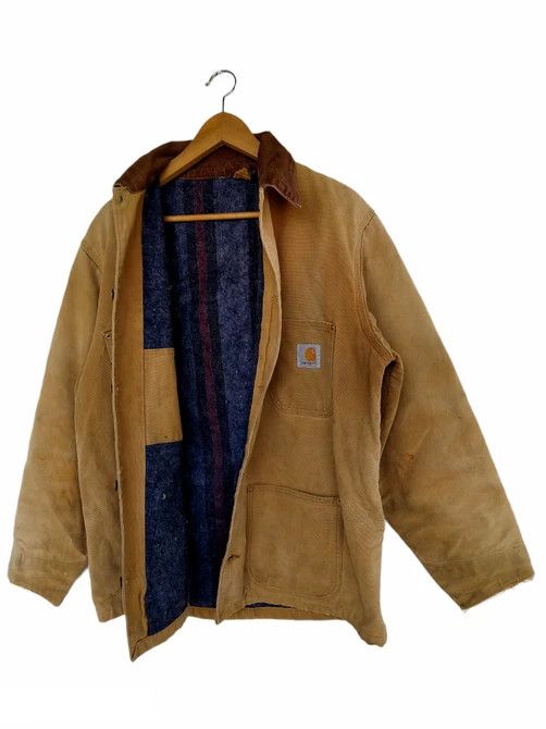 Vintage 90s Detroit Distressed Carhartt Blanket Chore Jacket
