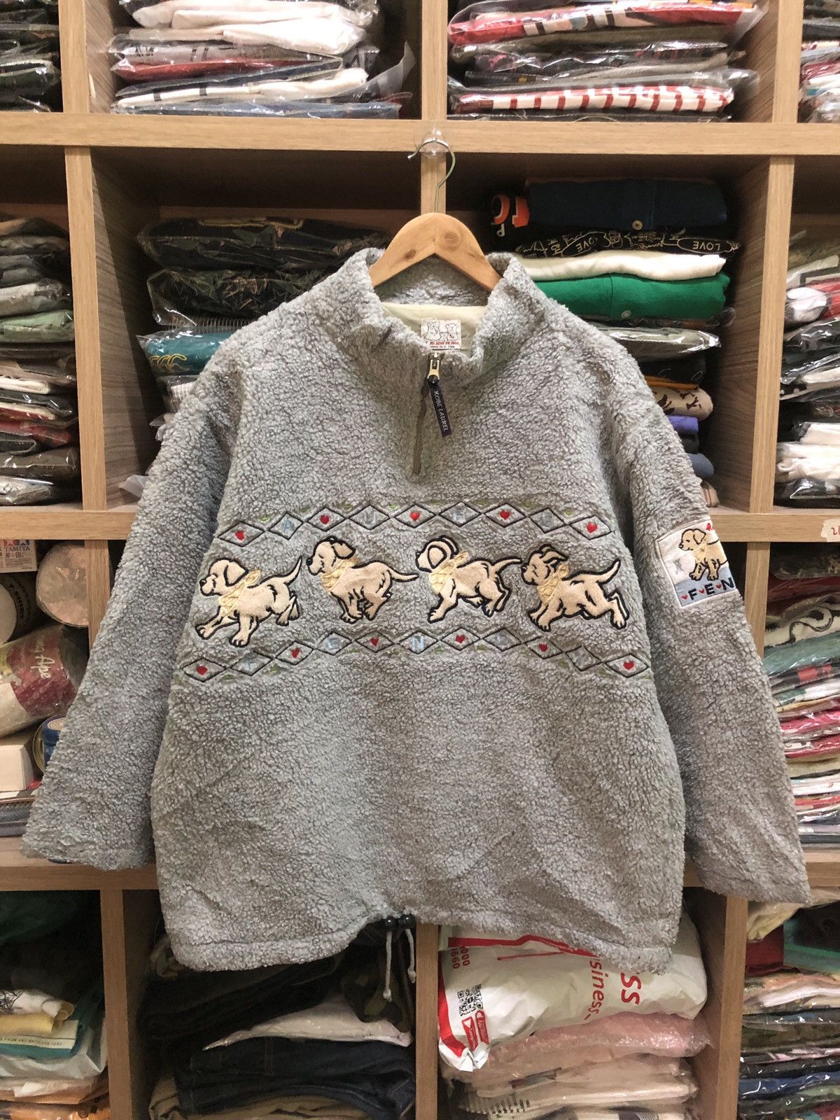 Japanese Brand × Vintage Vintage Kobe Laurel Running Puppy Printed Embroidery Fleece Size US L / EU 52-54 / 3 - 1 Thumbnail