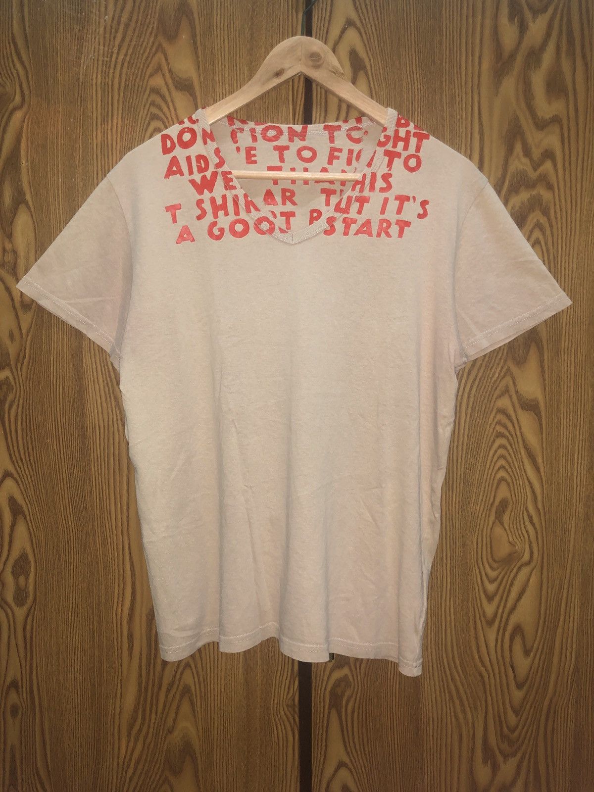 Maison Margiela Maison Margiela Aids Awareness V Neck Tshirts Size US M / EU 48-50 / 2 - 1 Thumbnail