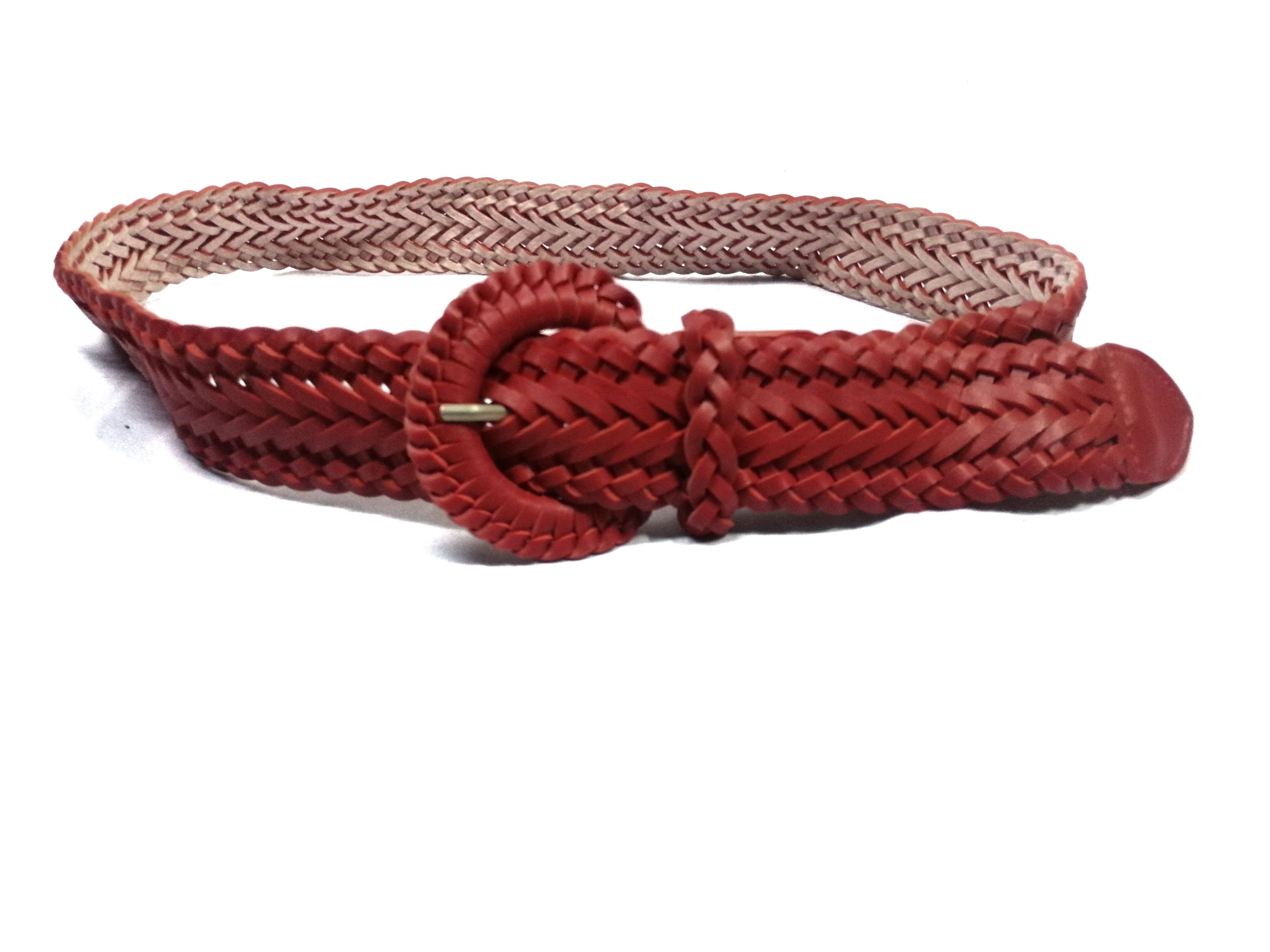 Japanese Brand × Other Red Leather Big Buckle Belt Size ONE SIZE - 1 Thumbnail