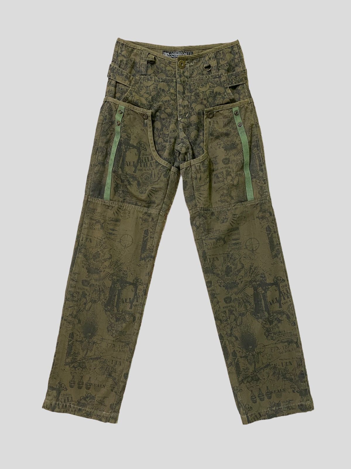 image of Vintage Risefire Designer Technical Dept Overprint Bondage Pant in Cream, Men's (Size 28)