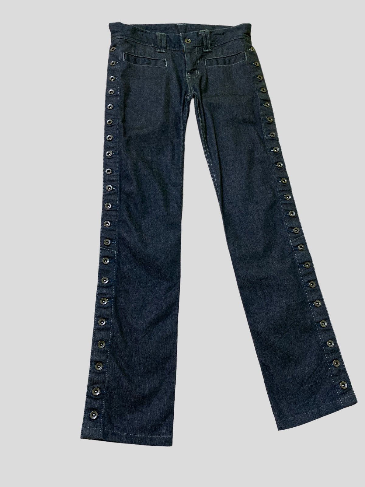 image of Skinny Charles Jourdan Paris Multi Side Button Denim in Blue, Men's (Size 28)