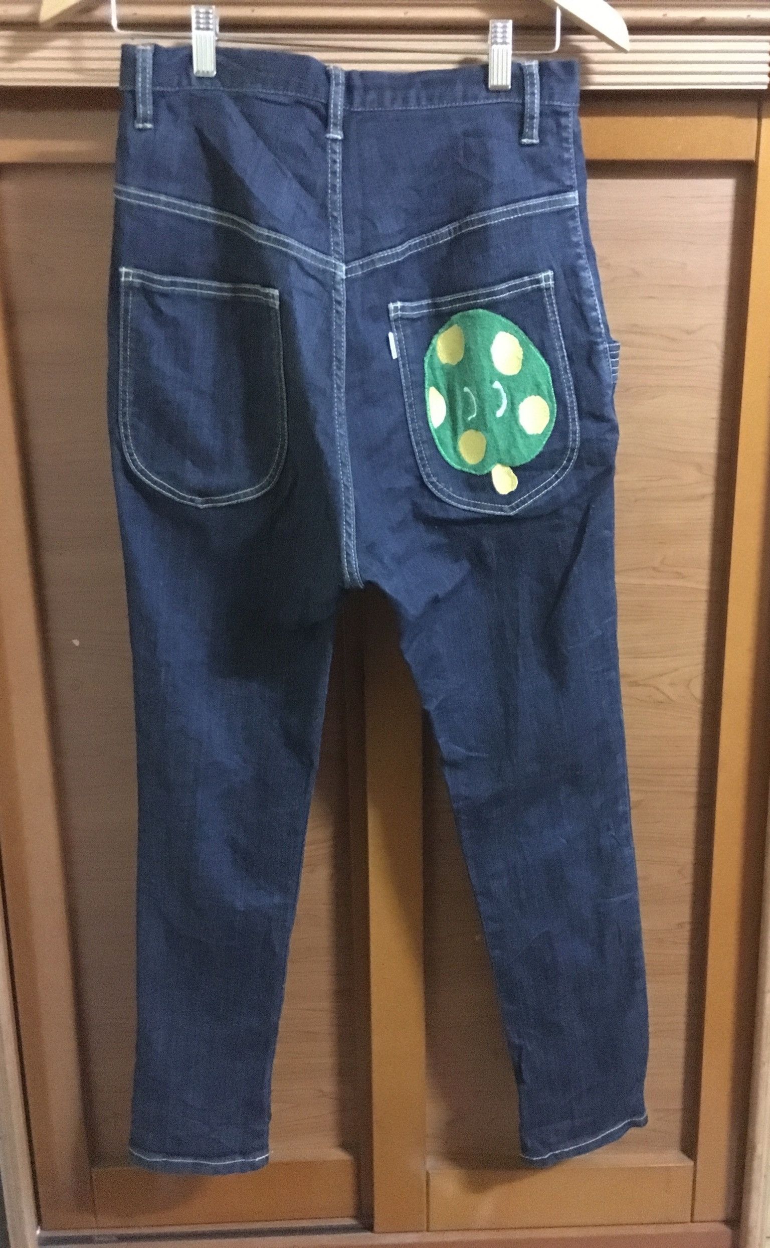 image of Issey Miyake Designer Ne-Net Embroidered Denim Jeans in Blue, Men's (Size 29)