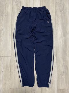 Fila Oversized Fit Straight Leg Lightweight Nylon Track Pants Tracksuit  Bottom Windpants Size L Unisex Blue Rare Vintage 00s 