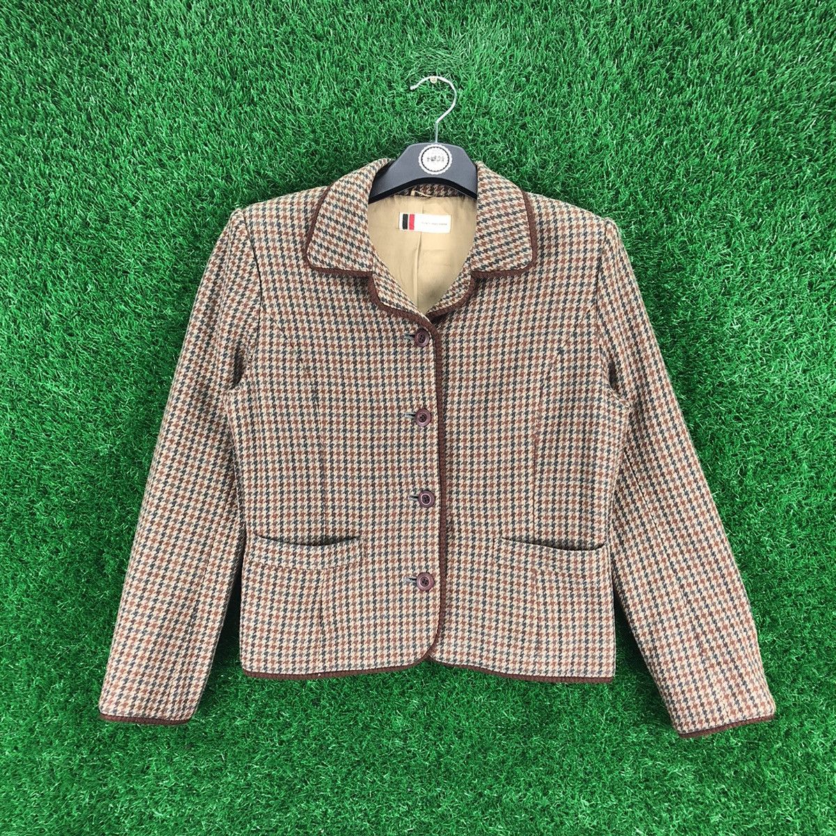 Max Mara Vintage 80's Suncy Max Mara Wool Hounstooth Cropped Jacket Size XS / US 0-2 / IT 36-38 - 1 Thumbnail