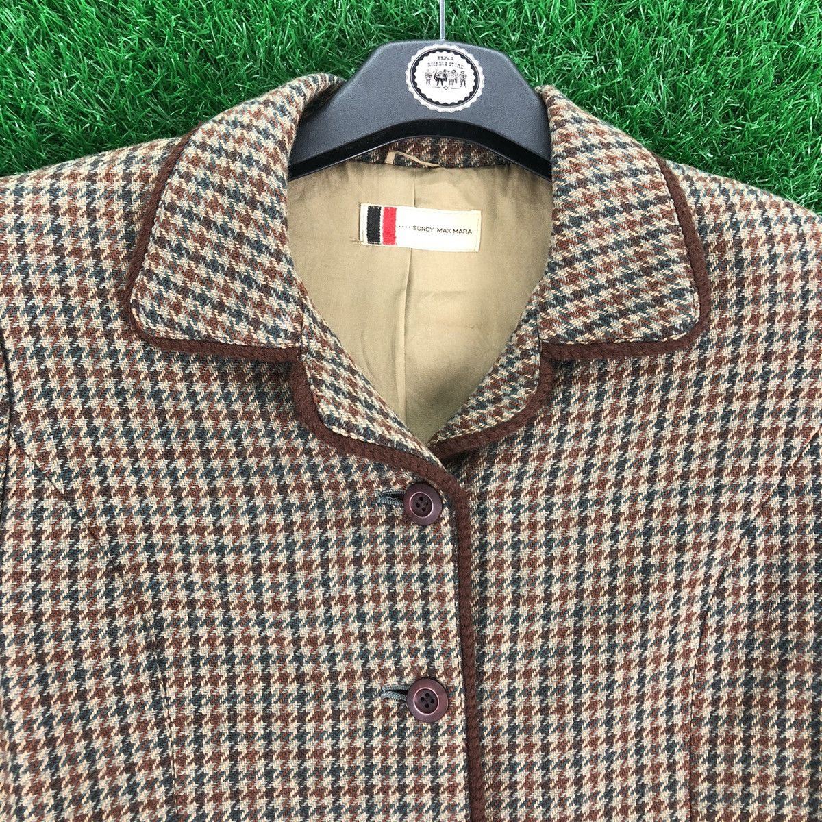 Max Mara Vintage 80's Suncy Max Mara Wool Hounstooth Cropped Jacket Size XS / US 0-2 / IT 36-38 - 7 Thumbnail