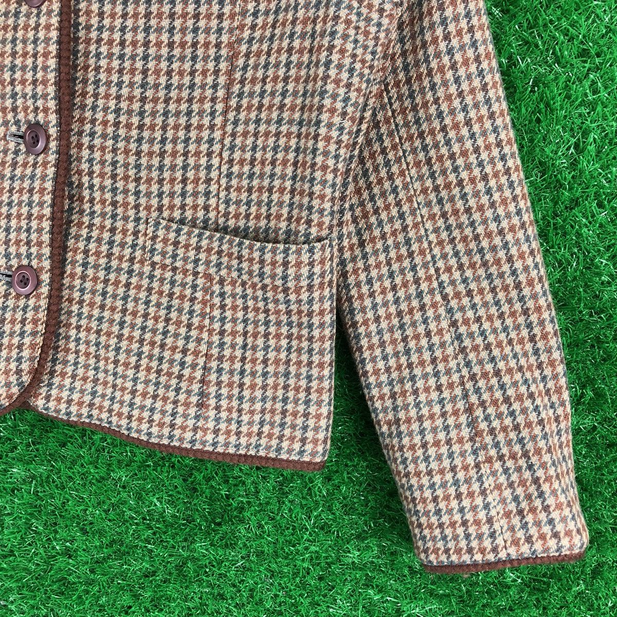 Max Mara Vintage 80's Suncy Max Mara Wool Hounstooth Cropped Jacket Size XS / US 0-2 / IT 36-38 - 3 Thumbnail