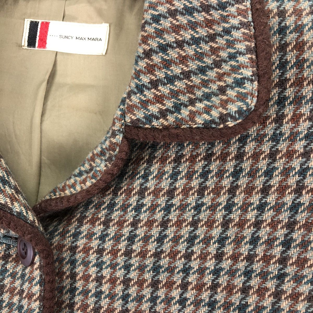 Max Mara Vintage 80's Suncy Max Mara Wool Hounstooth Cropped Jacket Size XS / US 0-2 / IT 36-38 - 8 Thumbnail