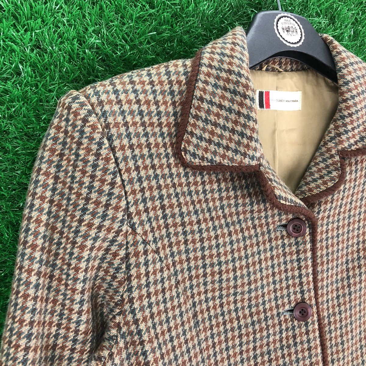Max Mara Vintage 80's Suncy Max Mara Wool Hounstooth Cropped Jacket Size XS / US 0-2 / IT 36-38 - 2 Thumbnail