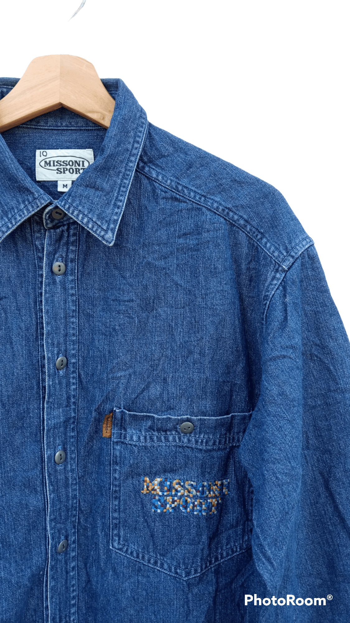 Missoni 🔥🔥Missoni Sport Embroidery Spell Out Denim Shirt Size US M / EU 48-50 / 2 - 14 Thumbnail