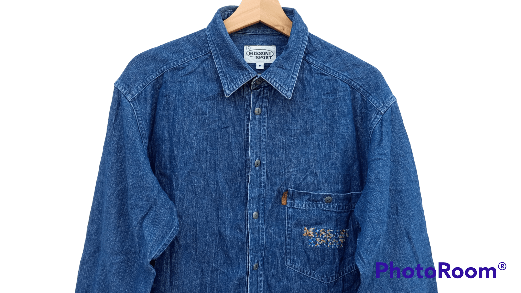 Missoni 🔥🔥Missoni Sport Embroidery Spell Out Denim Shirt Size US M / EU 48-50 / 2 - 16 Thumbnail