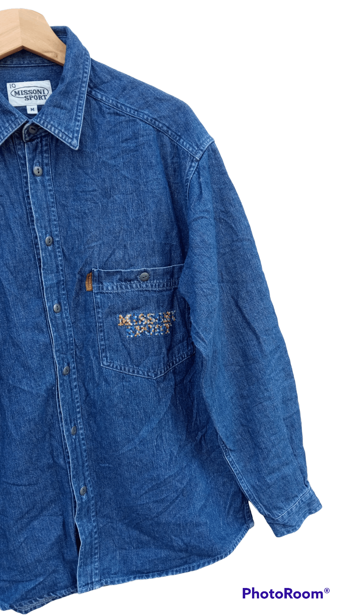 Missoni 🔥🔥Missoni Sport Embroidery Spell Out Denim Shirt Size US M / EU 48-50 / 2 - 13 Thumbnail