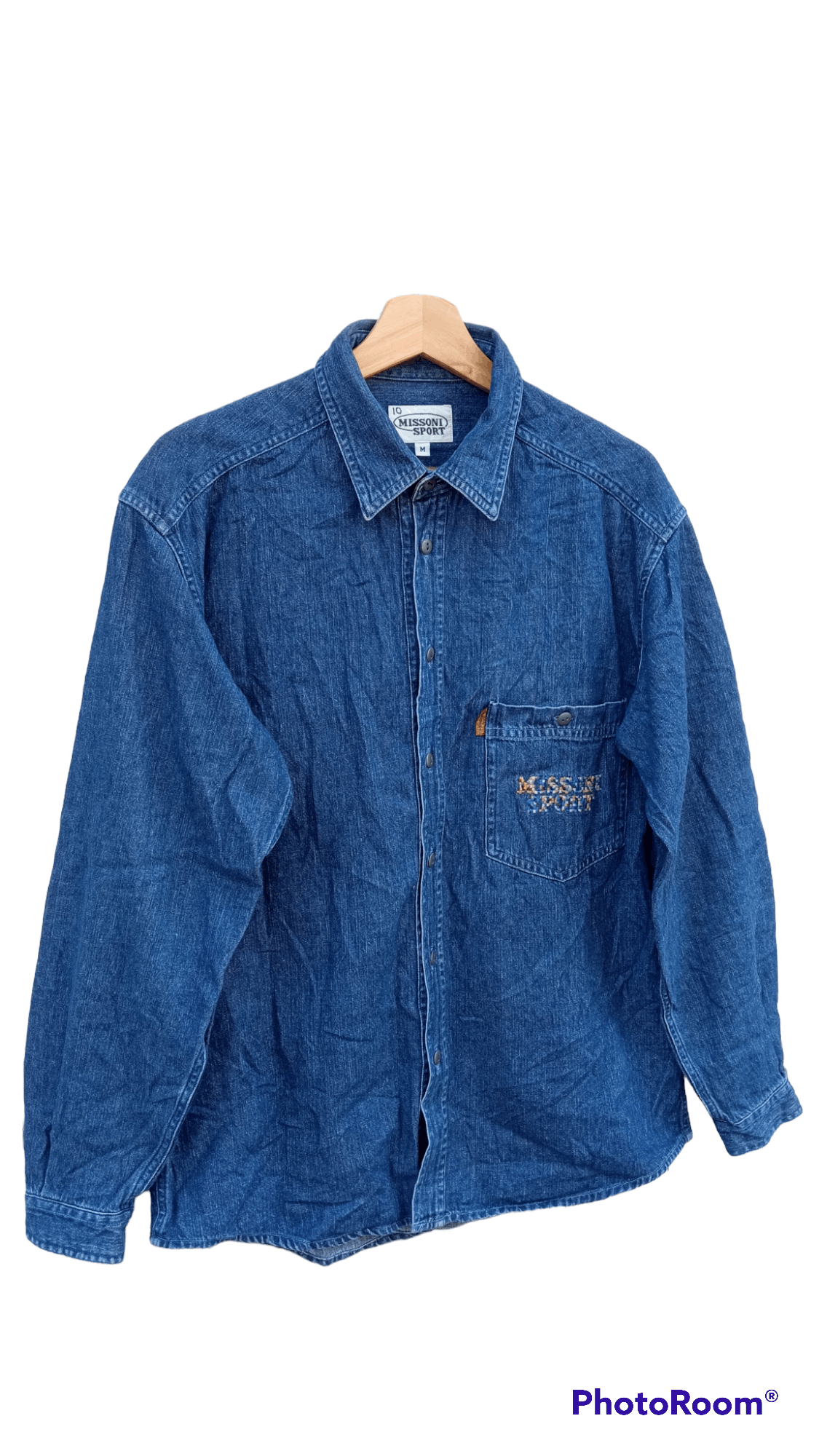 Missoni 🔥🔥Missoni Sport Embroidery Spell Out Denim Shirt Size US M / EU 48-50 / 2 - 2 Thumbnail
