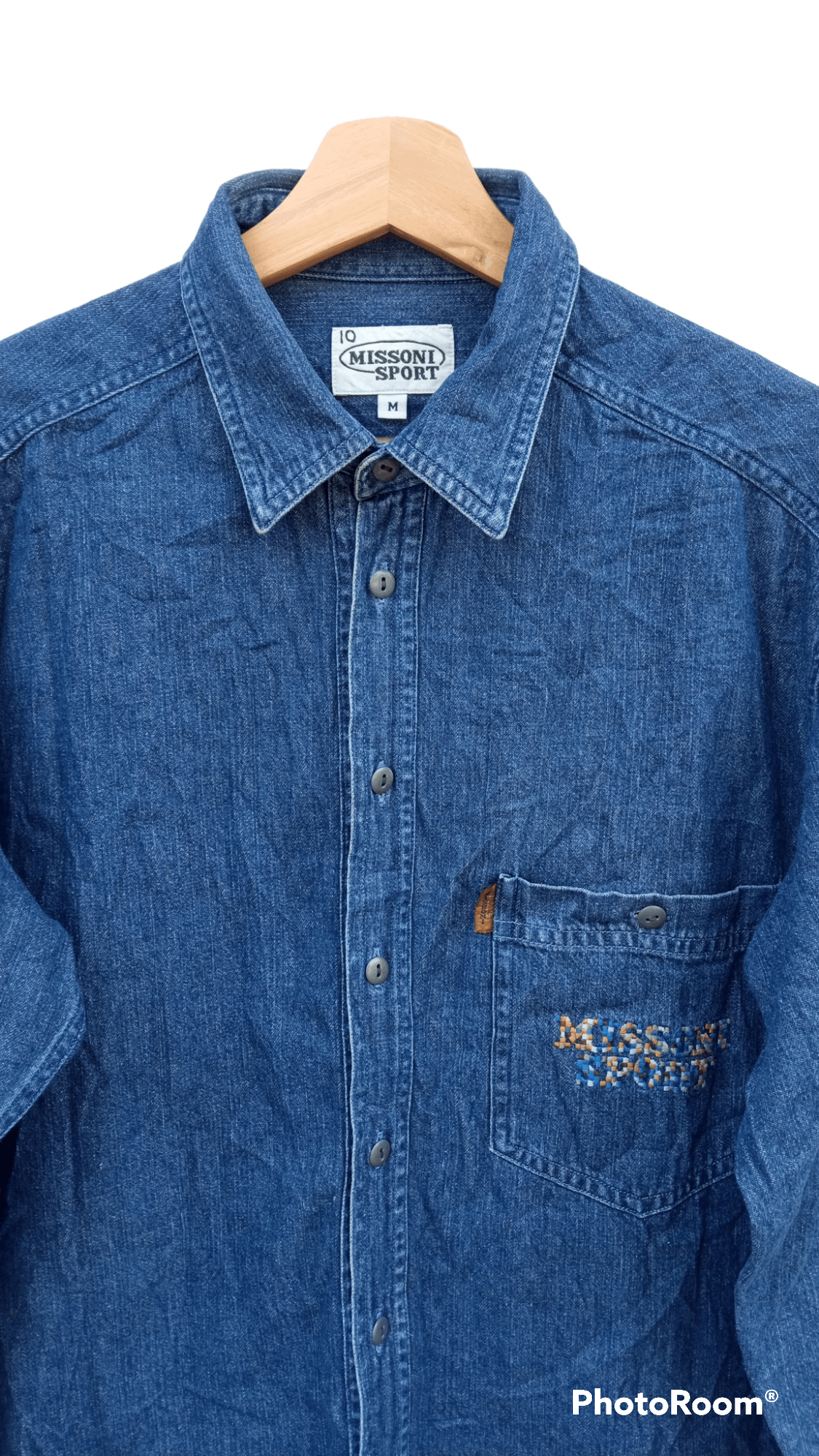 Missoni 🔥🔥Missoni Sport Embroidery Spell Out Denim Shirt Size US M / EU 48-50 / 2 - 20 Thumbnail