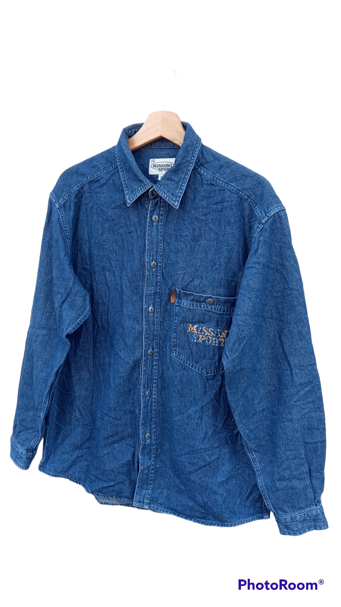 Missoni 🔥🔥Missoni Sport Embroidery Spell Out Denim Shirt Size US M / EU 48-50 / 2 - 3 Thumbnail