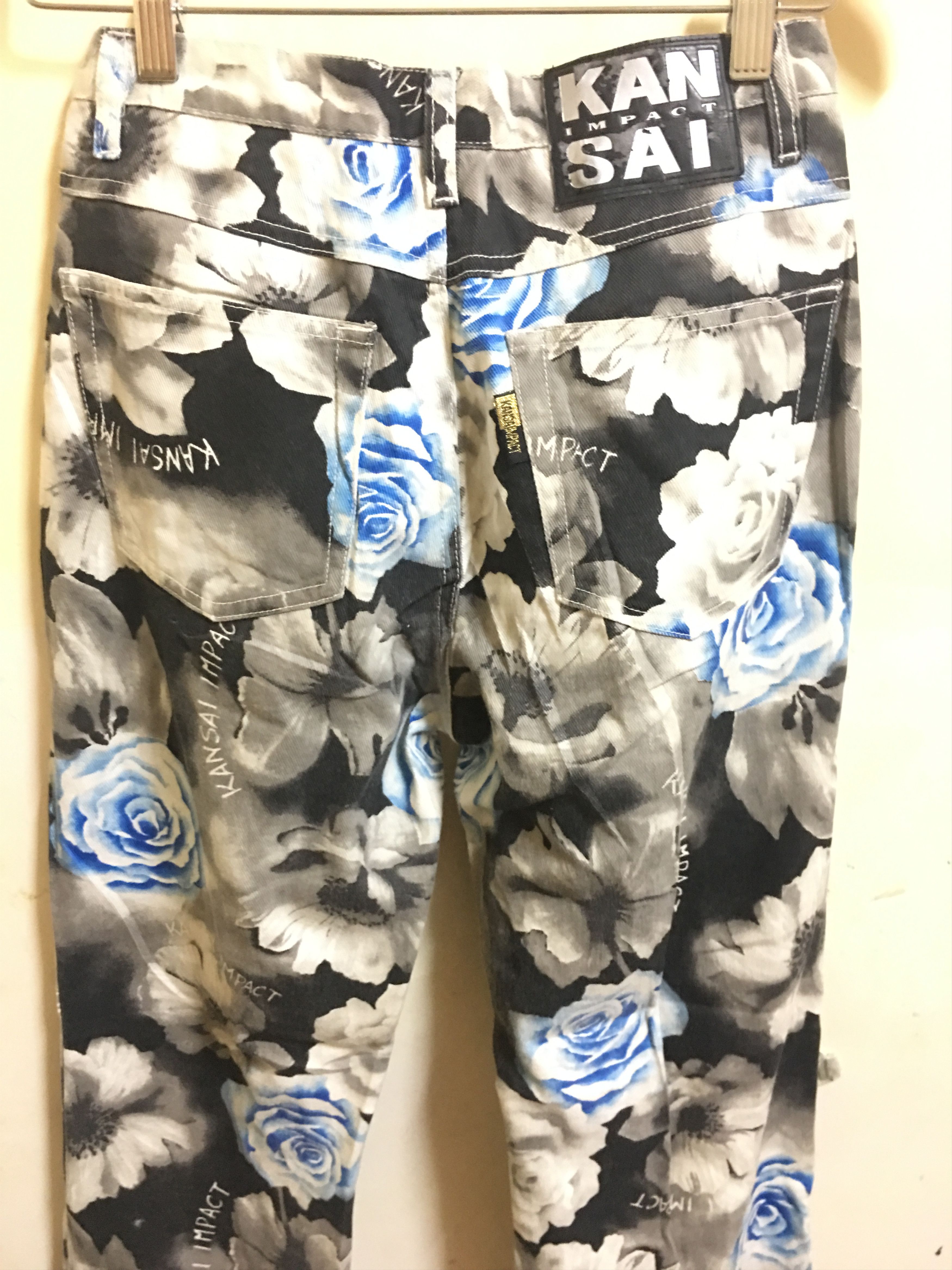 Japanese Brand × Kansai Yamamoto × Vintage Kansai Yamamoto Impact Floral Motif Flare Jeans Size US 27 - 5 Thumbnail