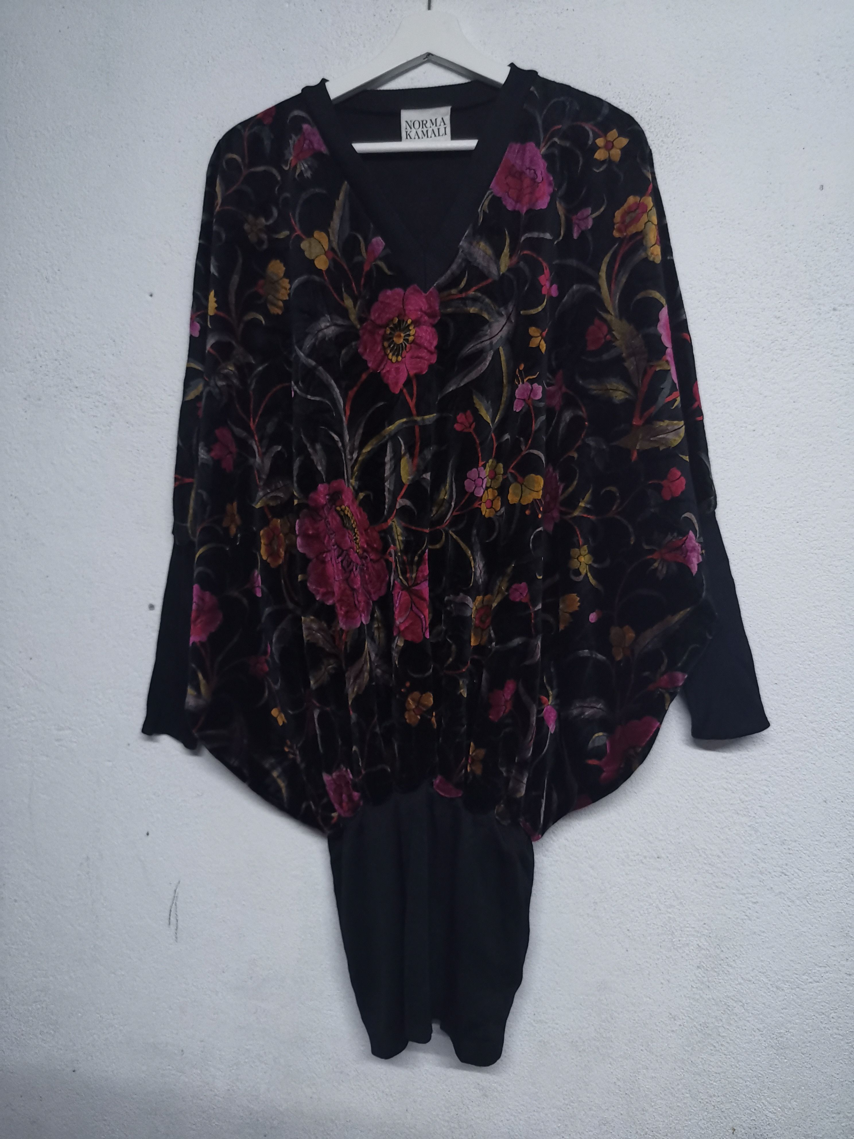 image of Designer Norma Kamali Floral Print Shirt in Black, Men's (Size Medium)