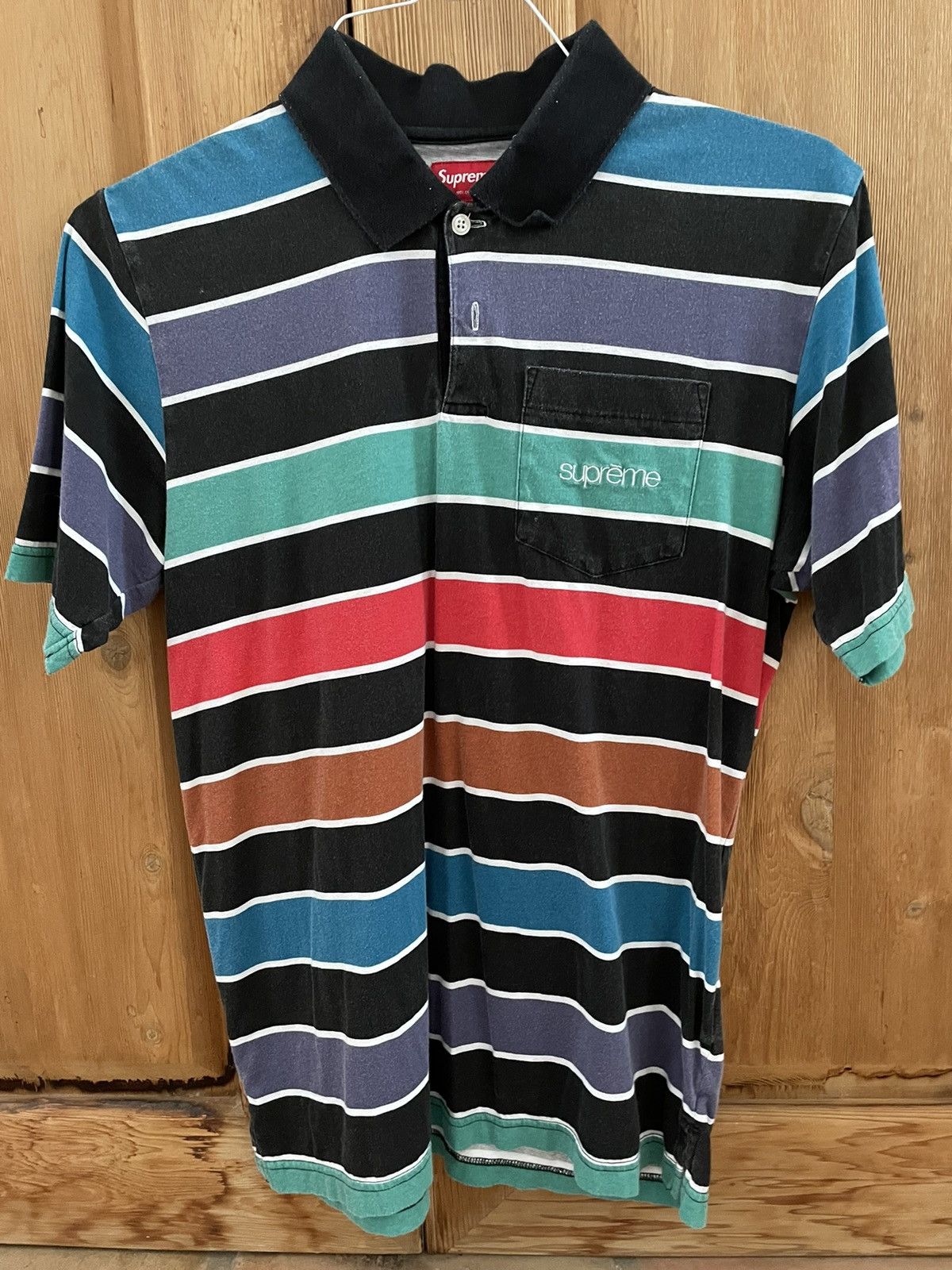 Supreme Classic Logo Stripe Polo Black Men's - SS19