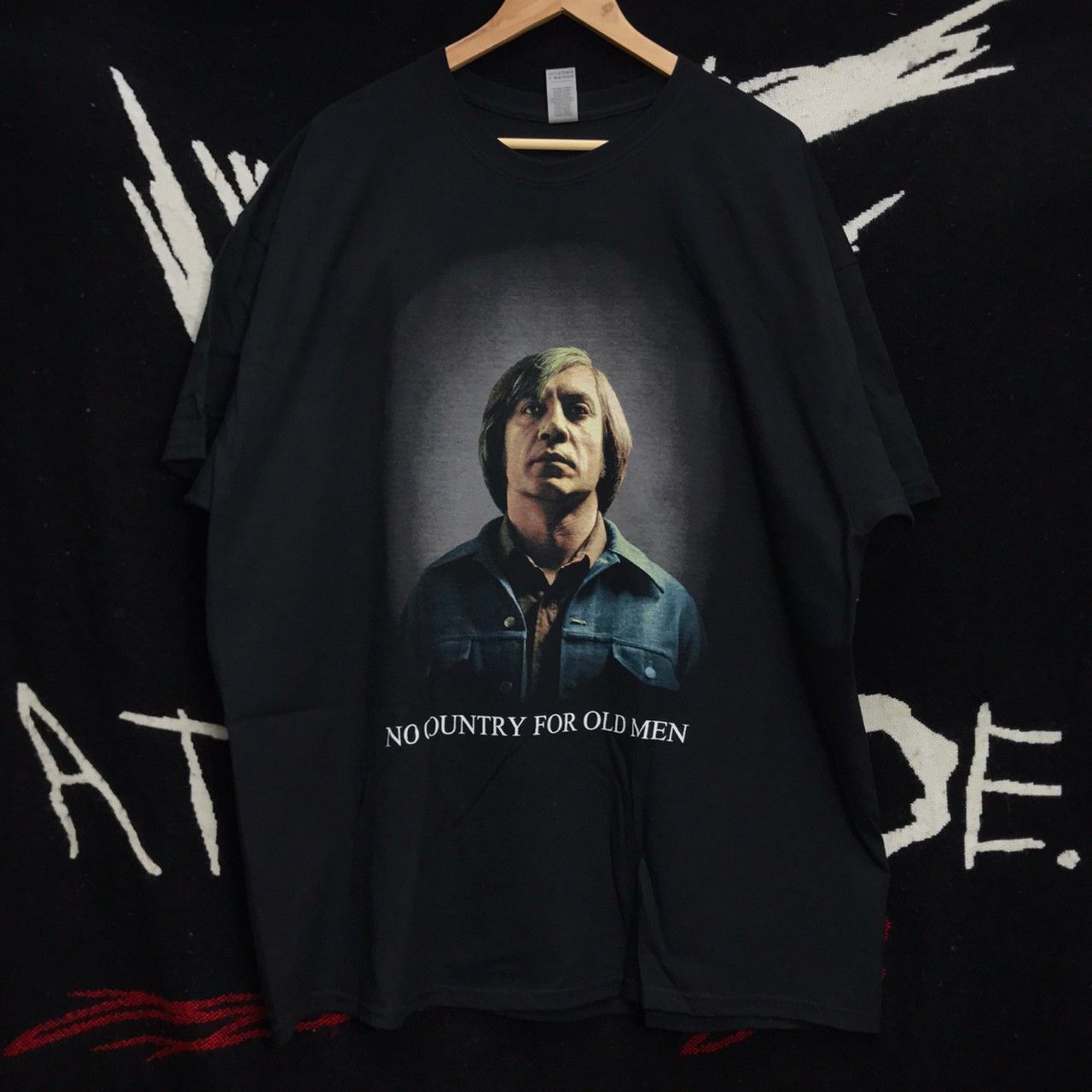 image of No Country For Old Men Bootleg Movie Promo Shirt in Black (Size 2XL)
