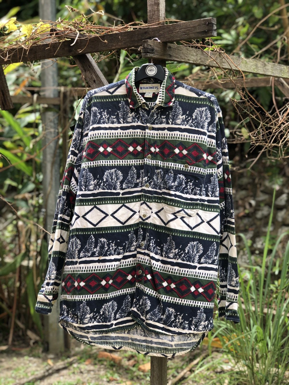 Vintage Flannel Native Navajo Art Motive Fullprint Shirt
