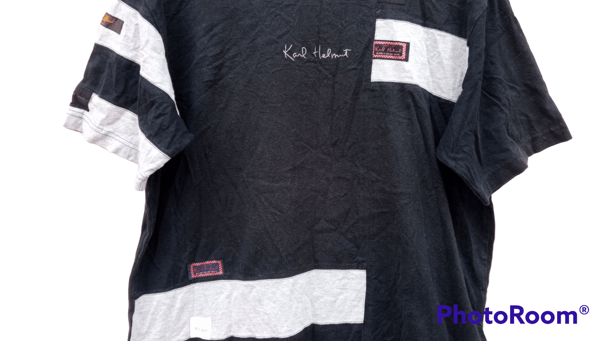 Japanese Brand × Karl Helmut × Vintage 🔥🔥Vintage 90's Karl Helmut Patchwork T-Shirt Size US L / EU 52-54 / 3 - 16 Thumbnail