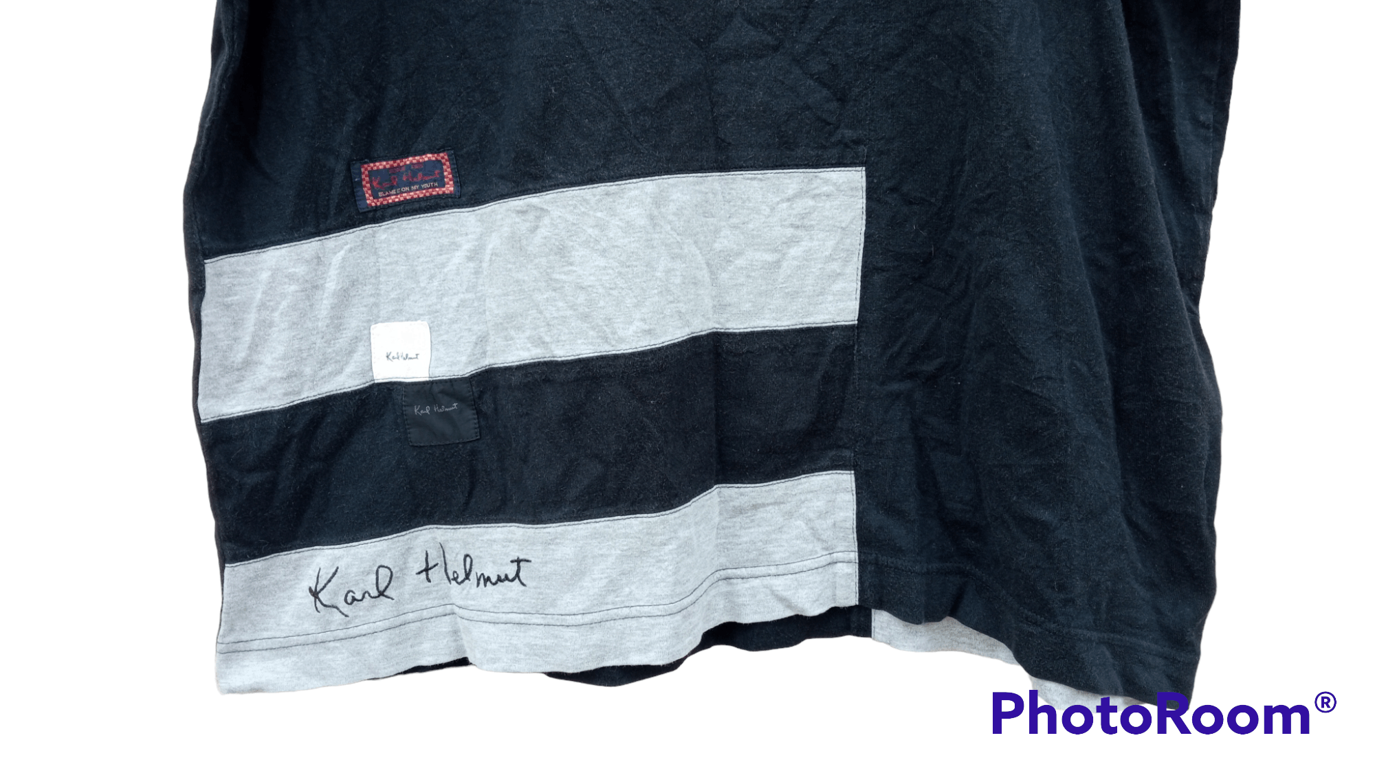 Japanese Brand × Karl Helmut × Vintage 🔥🔥Vintage 90's Karl Helmut Patchwork T-Shirt Size US L / EU 52-54 / 3 - 17 Thumbnail