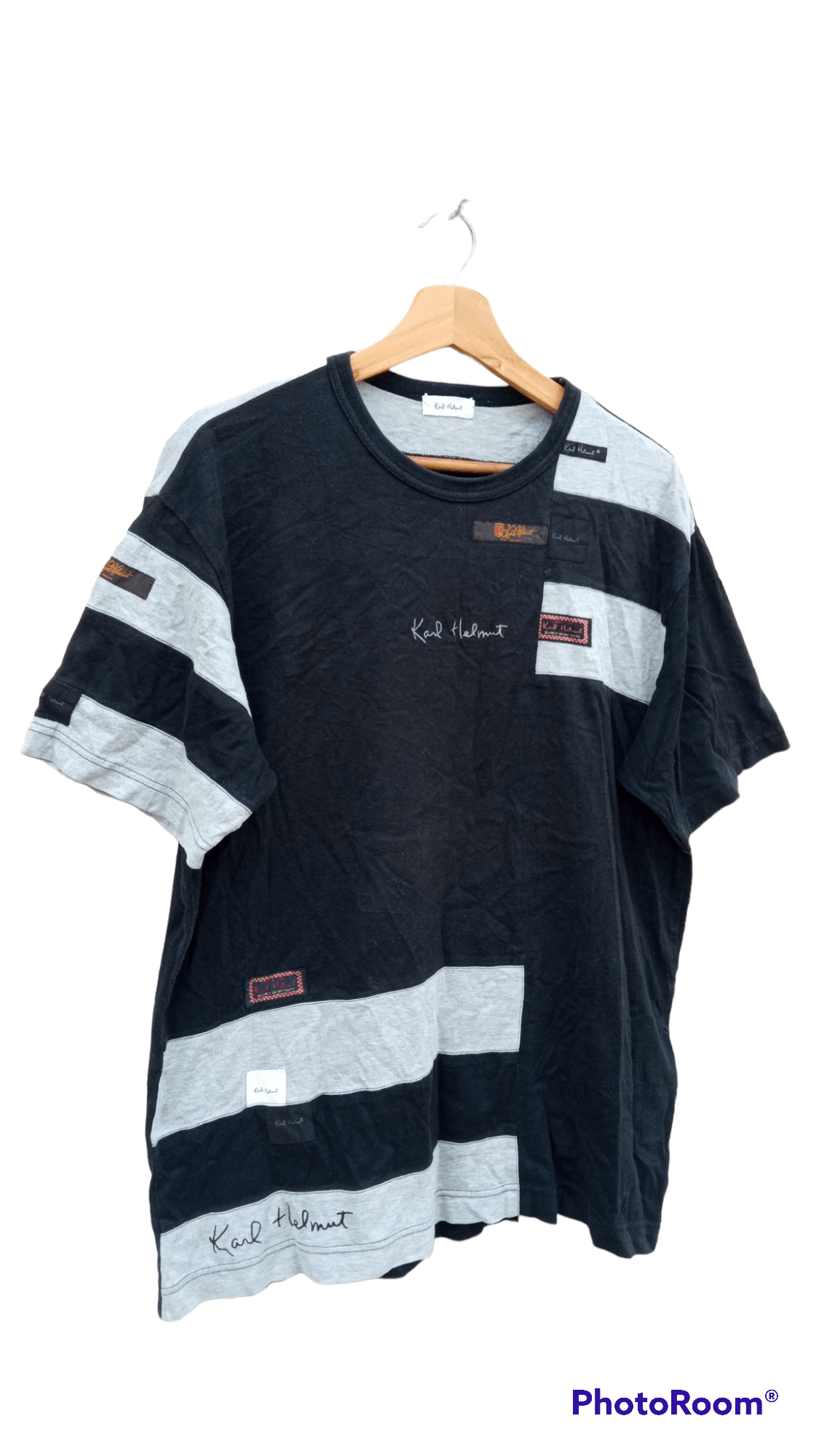 Japanese Brand × Karl Helmut × Vintage 🔥🔥Vintage 90's Karl Helmut Patchwork T-Shirt Size US L / EU 52-54 / 3 - 2 Thumbnail