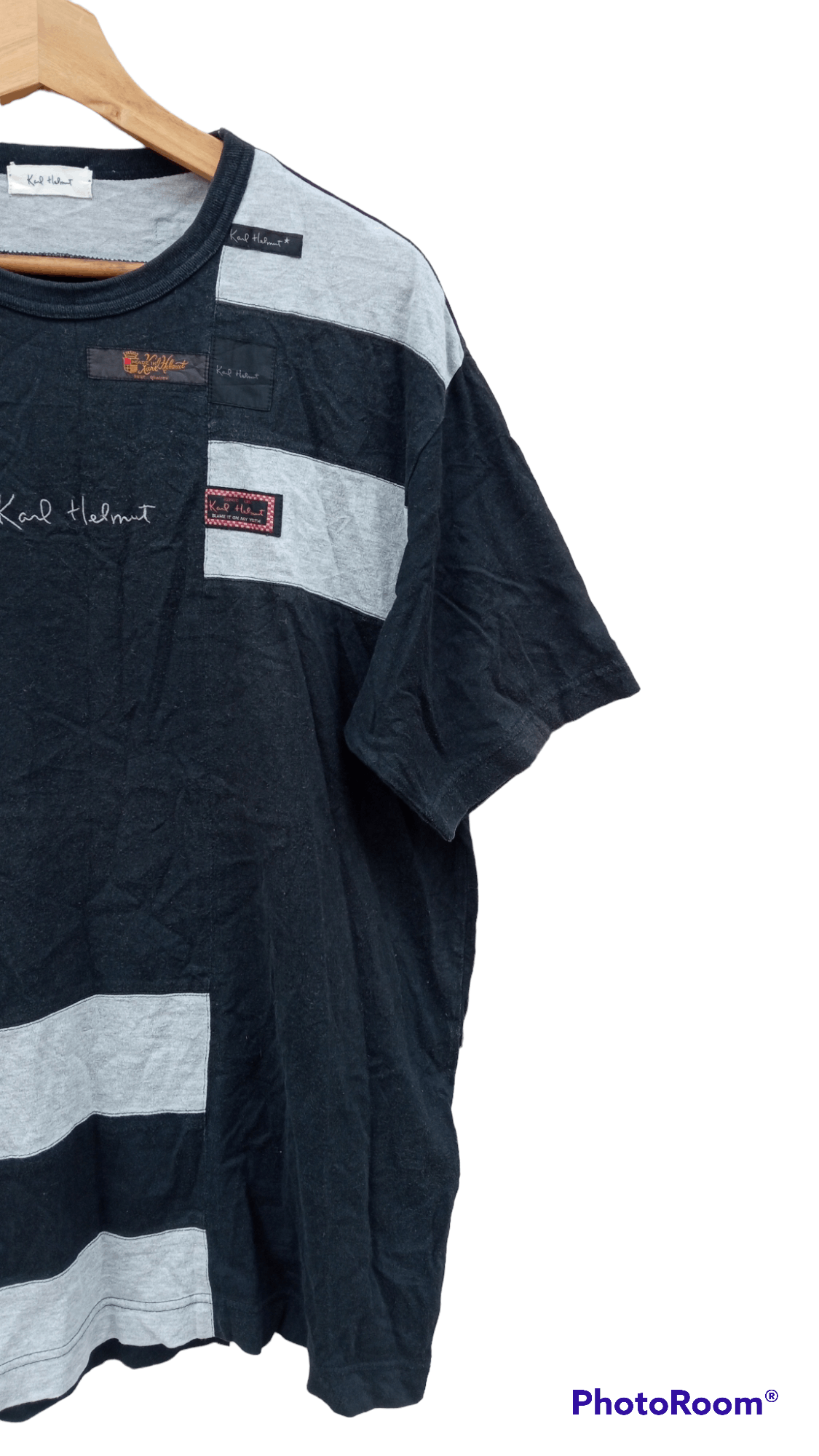 Japanese Brand × Karl Helmut × Vintage 🔥🔥Vintage 90's Karl Helmut Patchwork T-Shirt Size US L / EU 52-54 / 3 - 5 Thumbnail