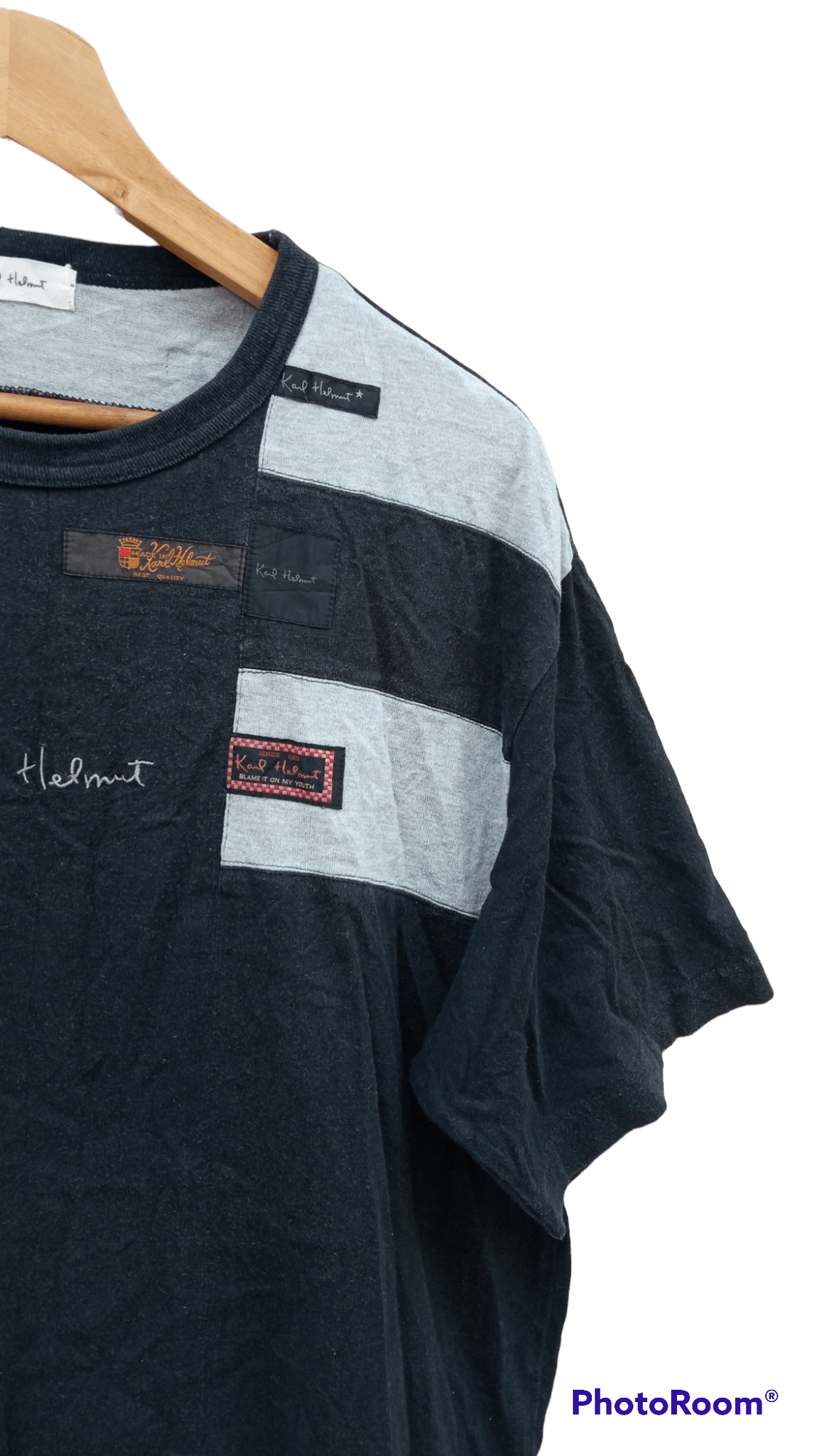 Japanese Brand × Karl Helmut × Vintage 🔥🔥Vintage 90's Karl Helmut Patchwork T-Shirt Size US L / EU 52-54 / 3 - 13 Thumbnail